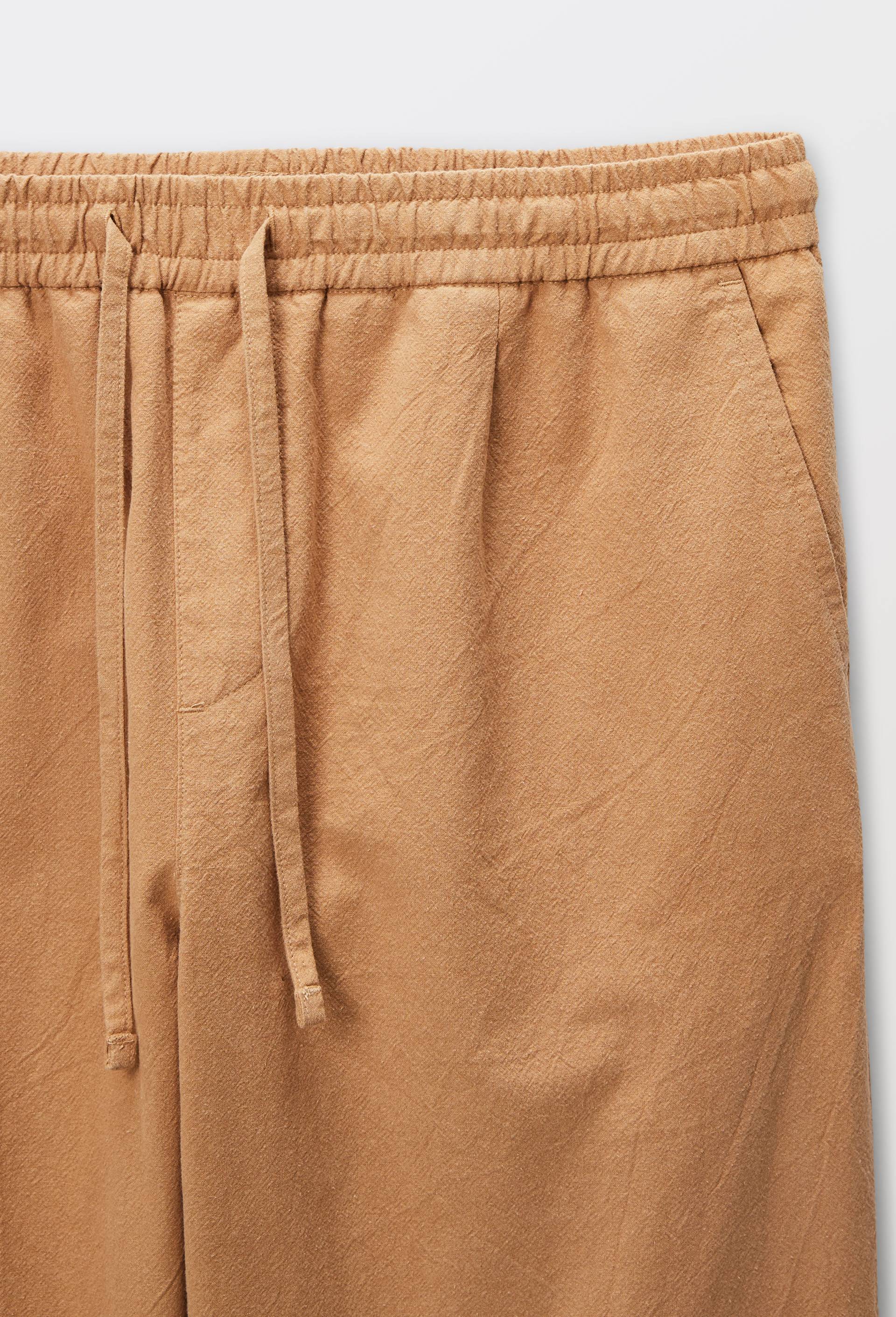 Pantalon &agrave; plis taille &eacute;lastiqu&eacute;e en coton BIO GOTS, Beige, large image number 4.0