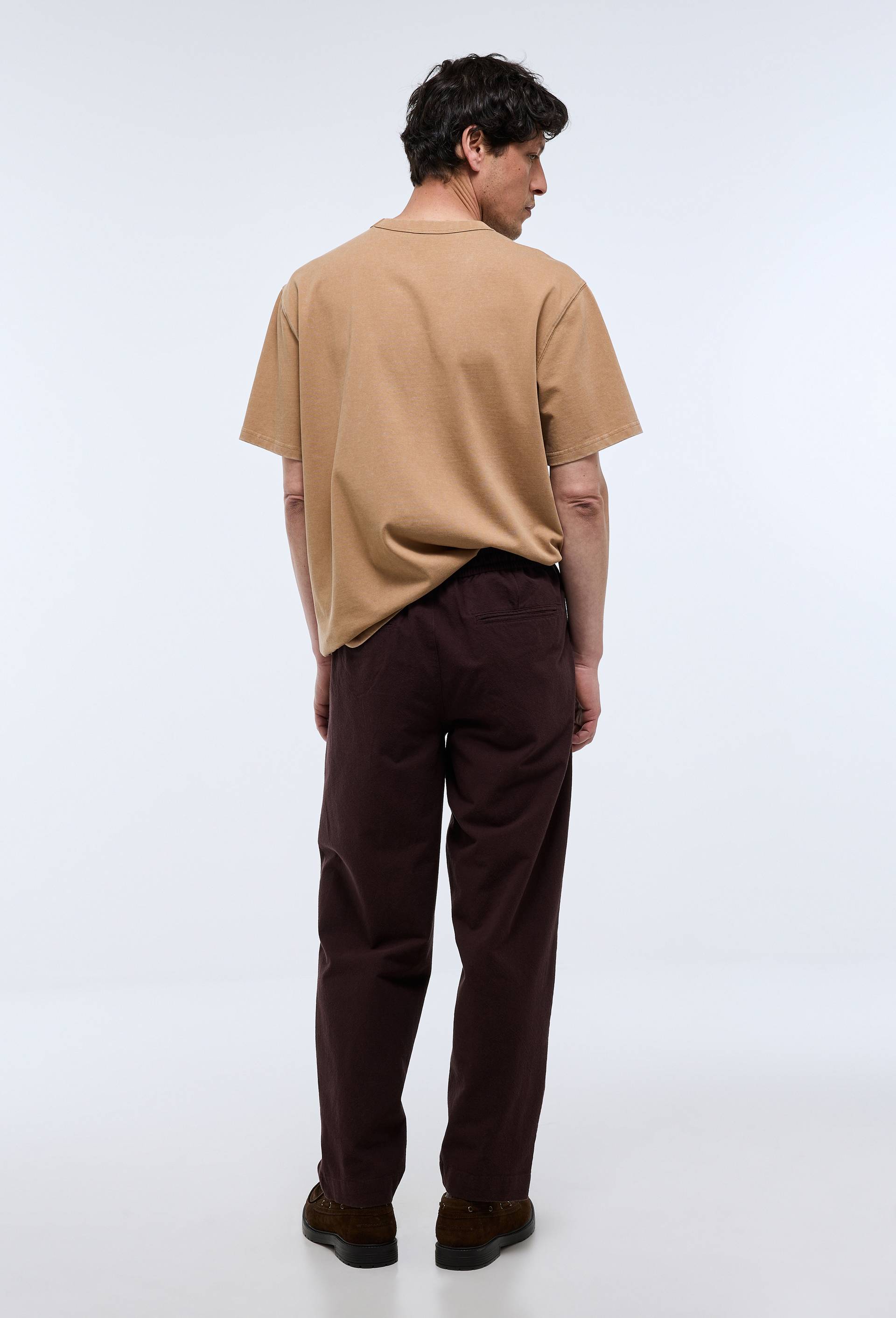 Pantalon &agrave; plis taille &eacute;lastiqu&eacute;e en coton BIO GOTS, Brun fonc&eacute;, large image number 1