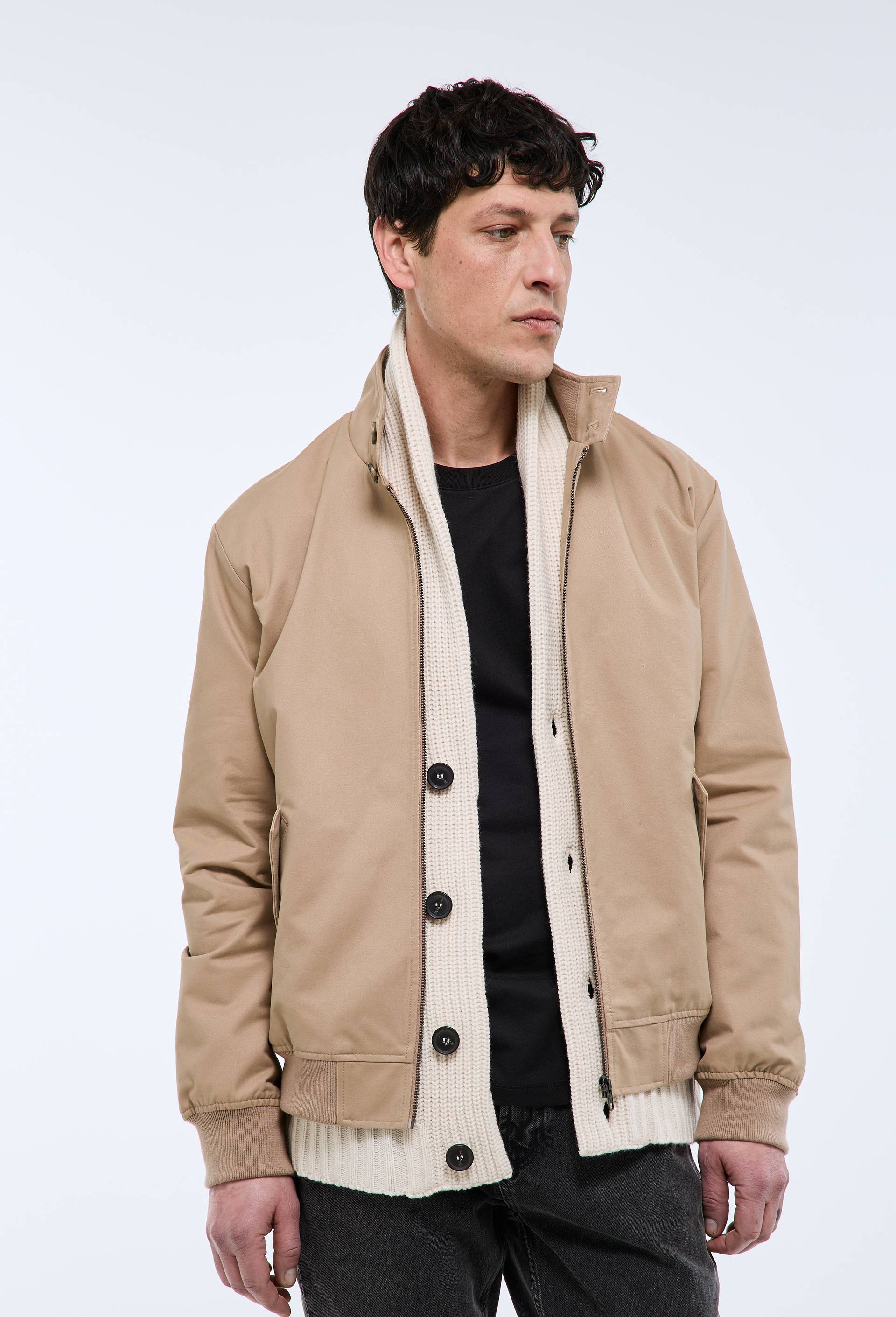 Veste col montant zipp&eacute; en coton BIO, Brun clair, large image number 0