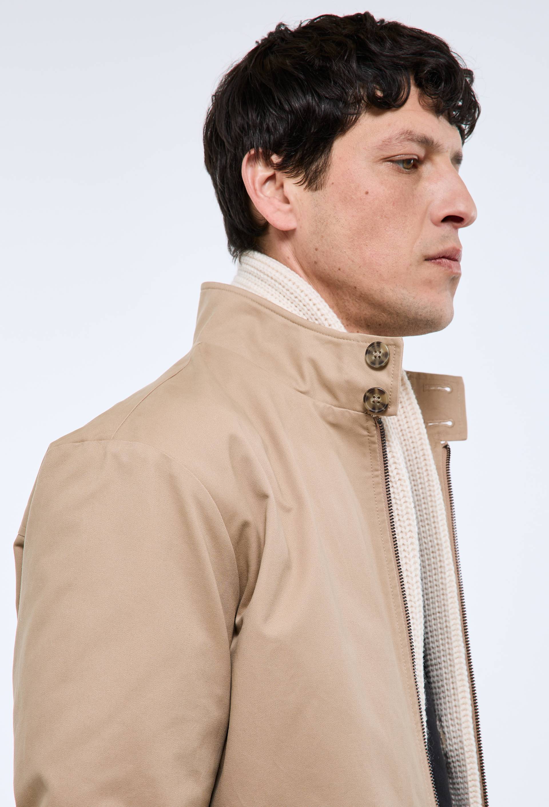 Veste col montant zipp&eacute; en coton BIO, Brun clair, large image number 1