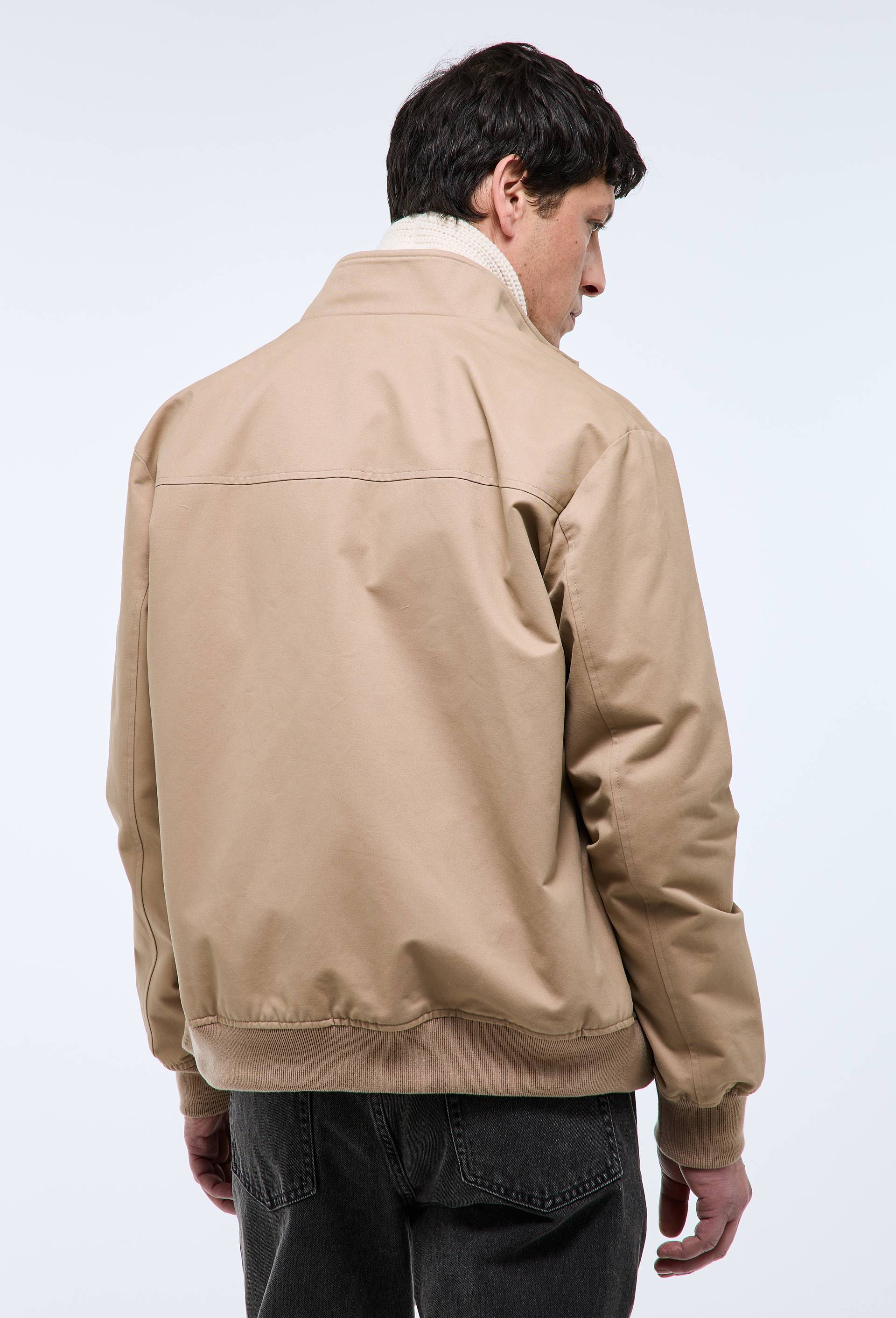 Veste col montant zipp&eacute; en coton BIO, Brun clair, large image number 2.0
