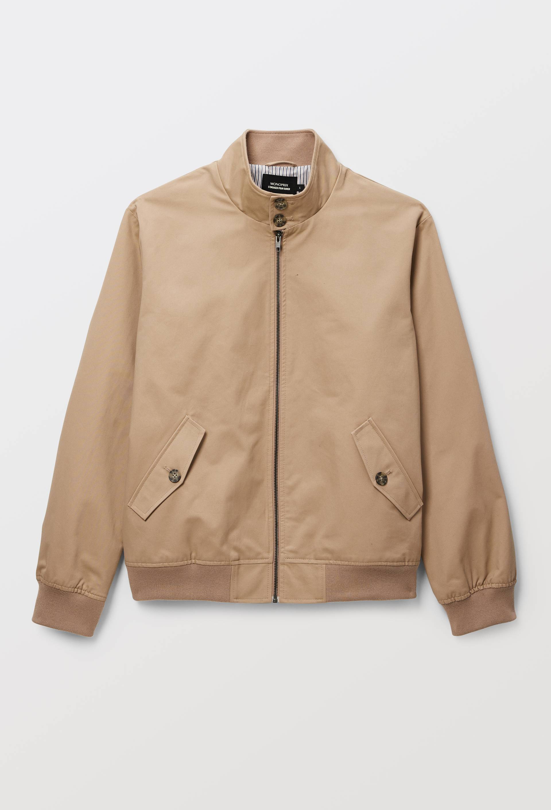 Veste col montant zipp&eacute; en coton BIO, Brun clair, large image number 3