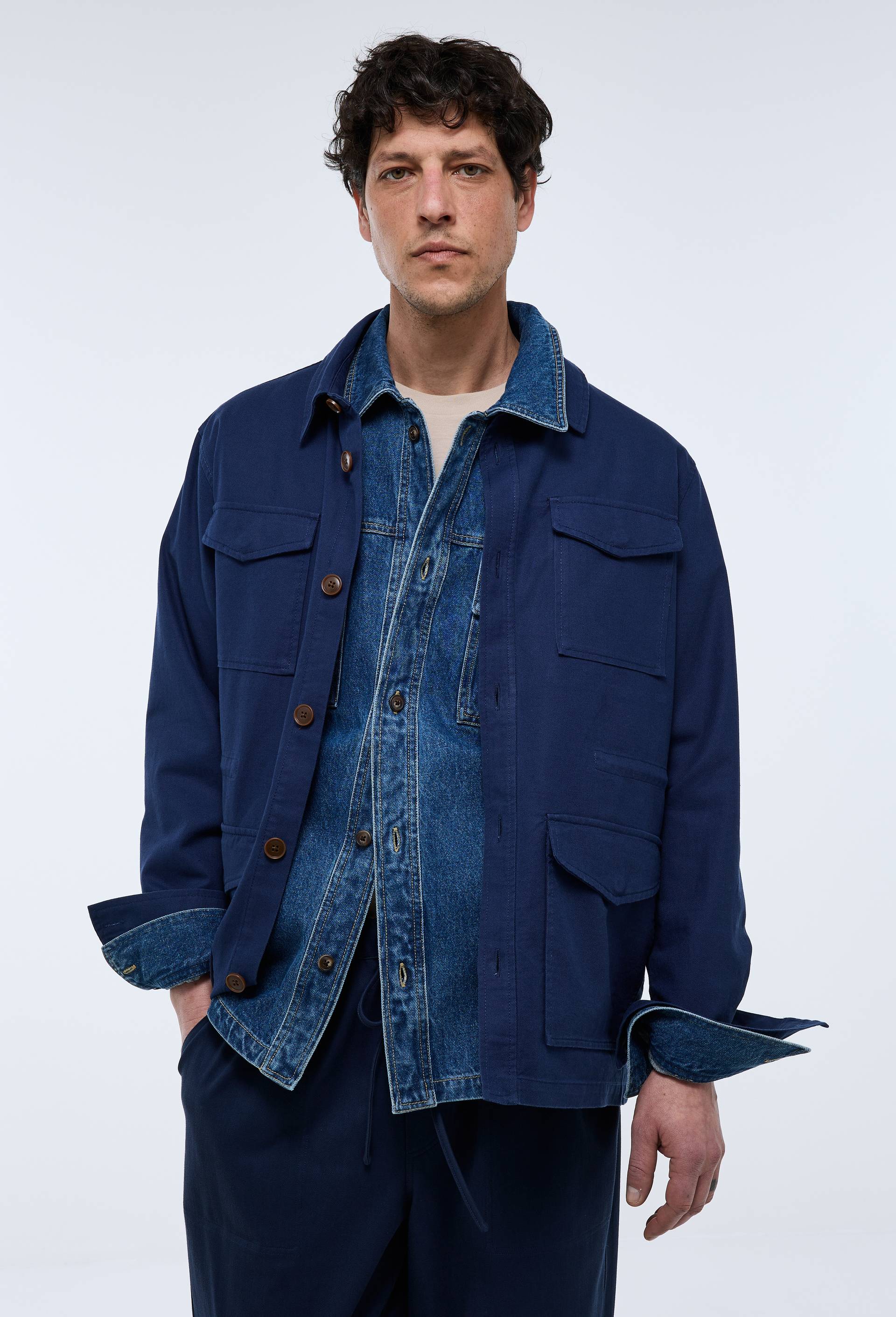 Veste en coton lin, Bleu fonc&eacute;, large image number 0