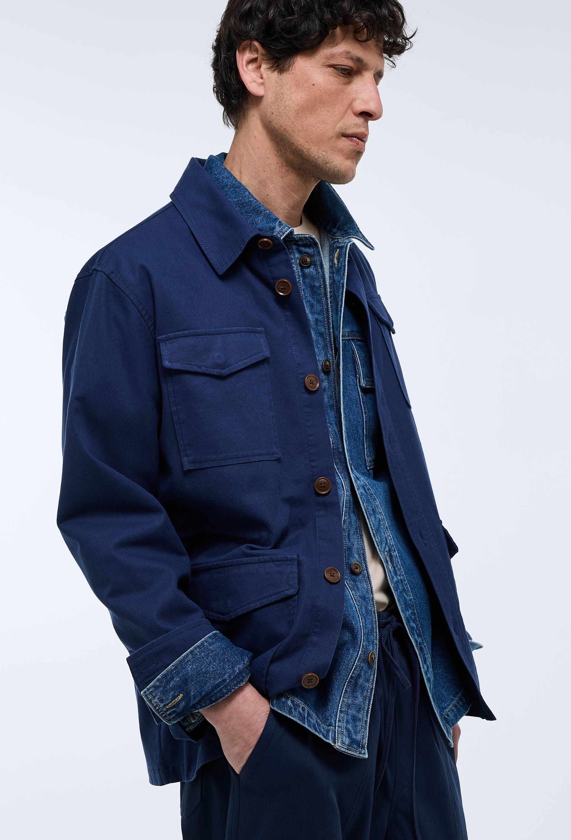 Veste en coton lin, Bleu fonc&eacute;, large image number 1.0