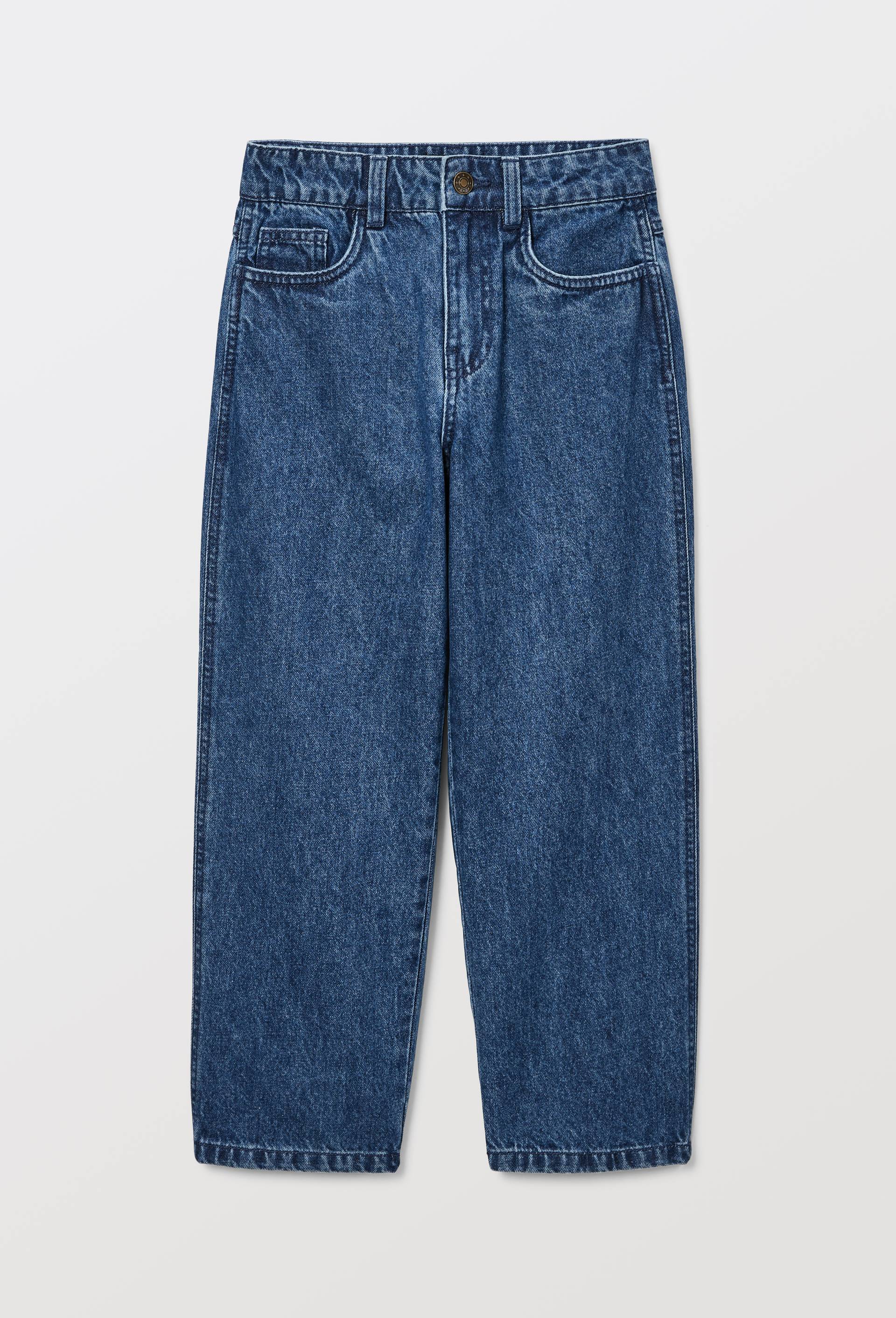 Jean droit taille &eacute;lastiqu&eacute;e contenant du coton, Bleu, large image number 1