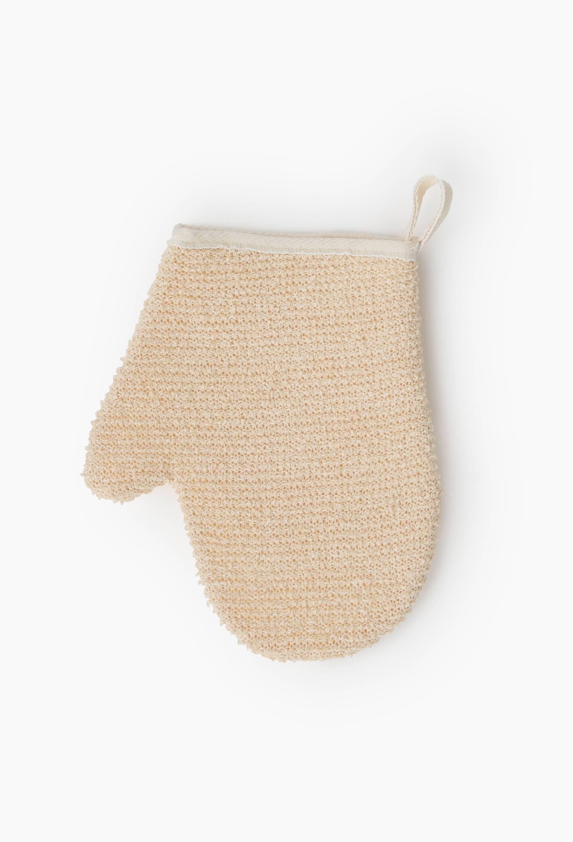 Gant de douche exfoliant, 18x22x1 cm, en coton et polyester, Beige, large image number 0.0