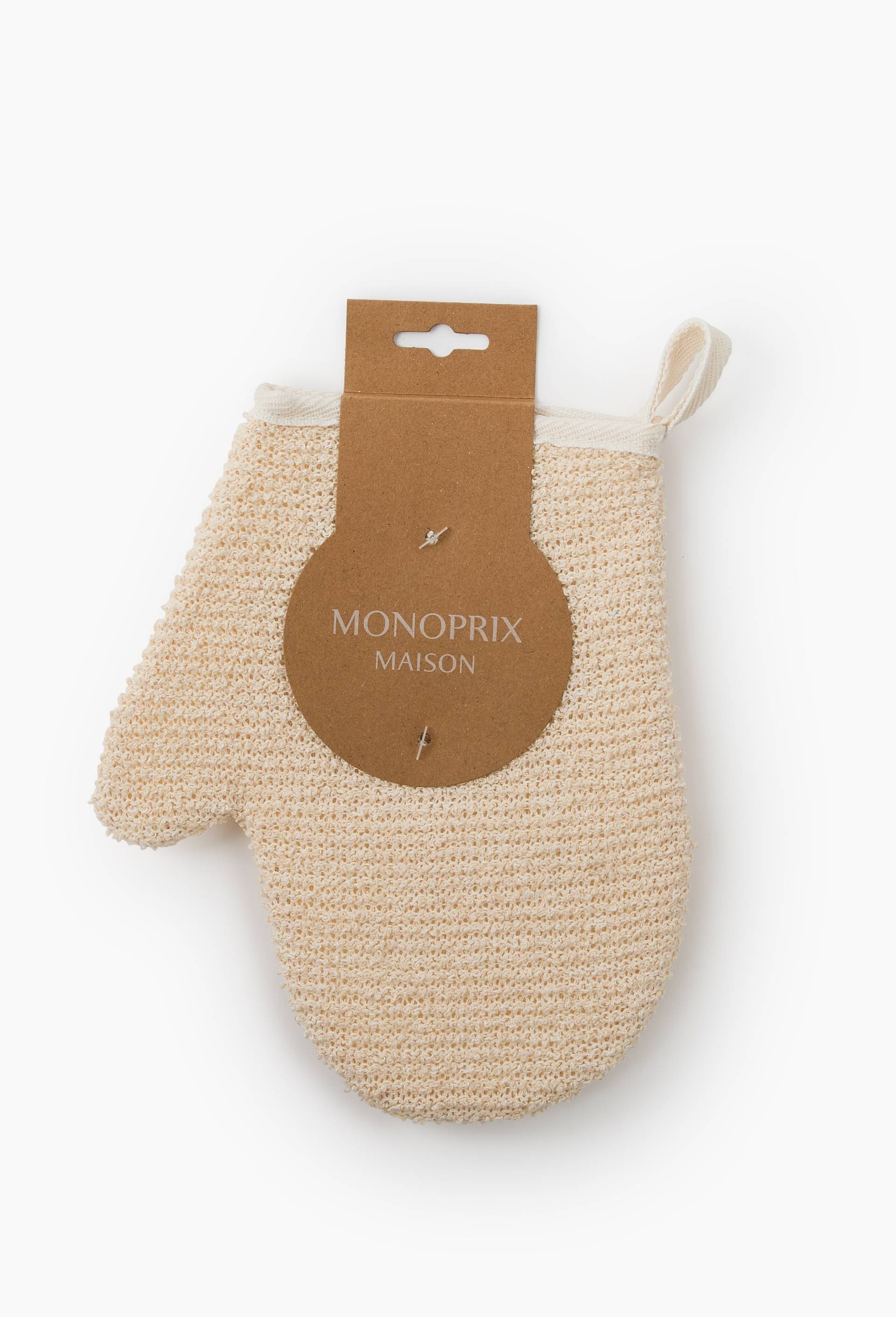 Gant de douche exfoliant, 18x22x1 cm, en coton et polyester, Beige, large image number 1