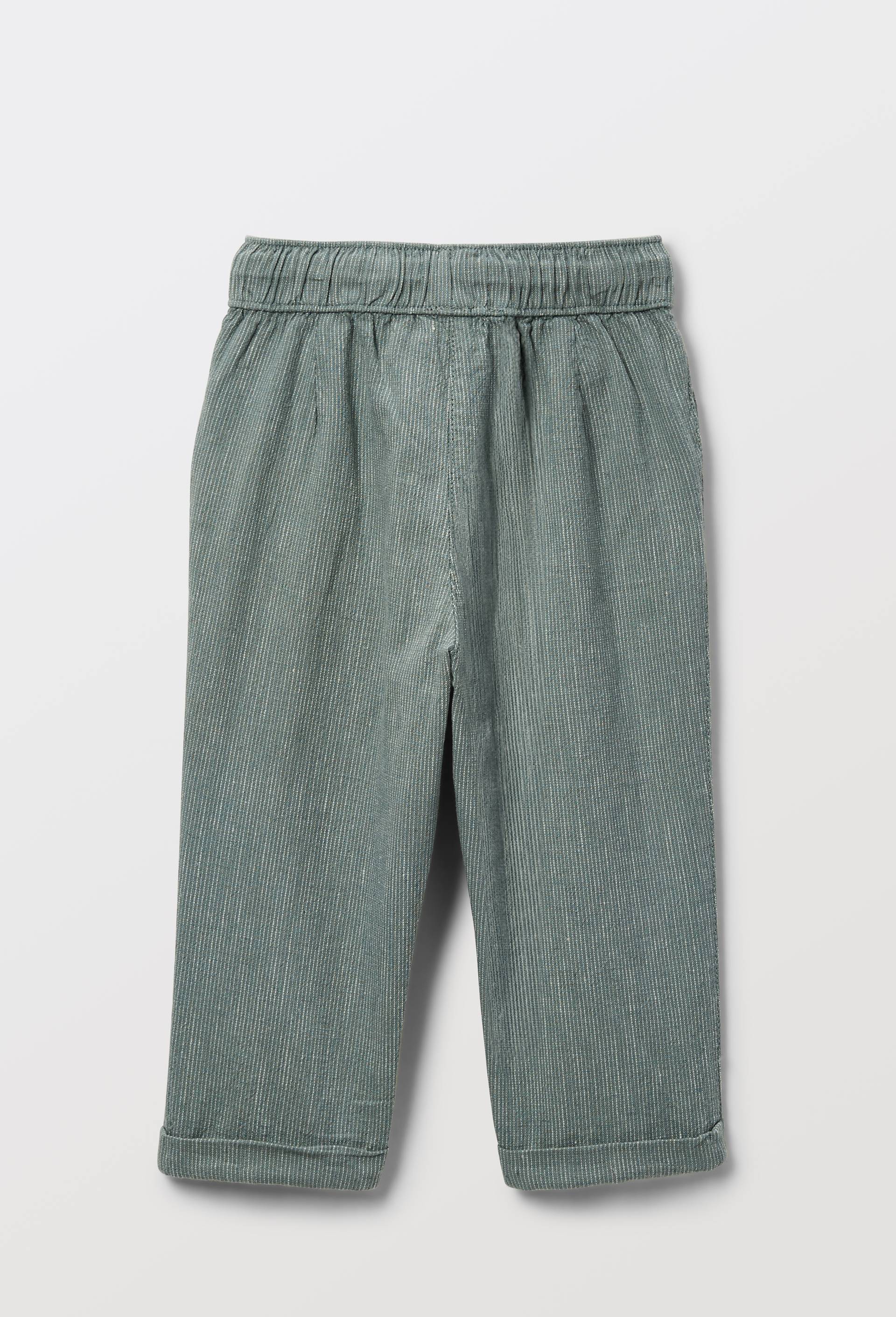 Pantalon ray&eacute; contenant du lin - Collection C&eacute;r&eacute;monie, Vert, large image number 2.0
