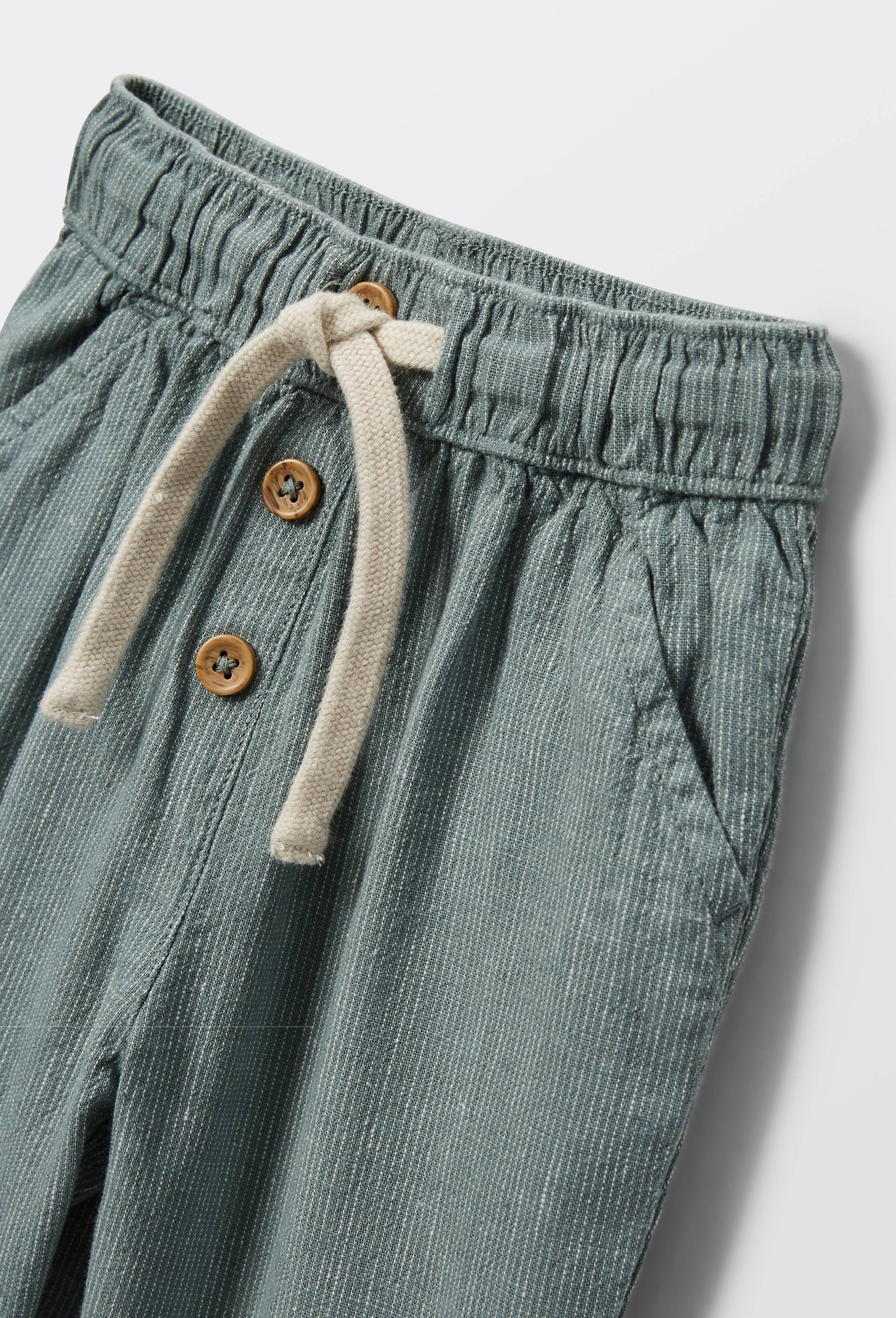 Pantalon ray&eacute; contenant du lin - Collection C&eacute;r&eacute;monie, Vert, large image number 3