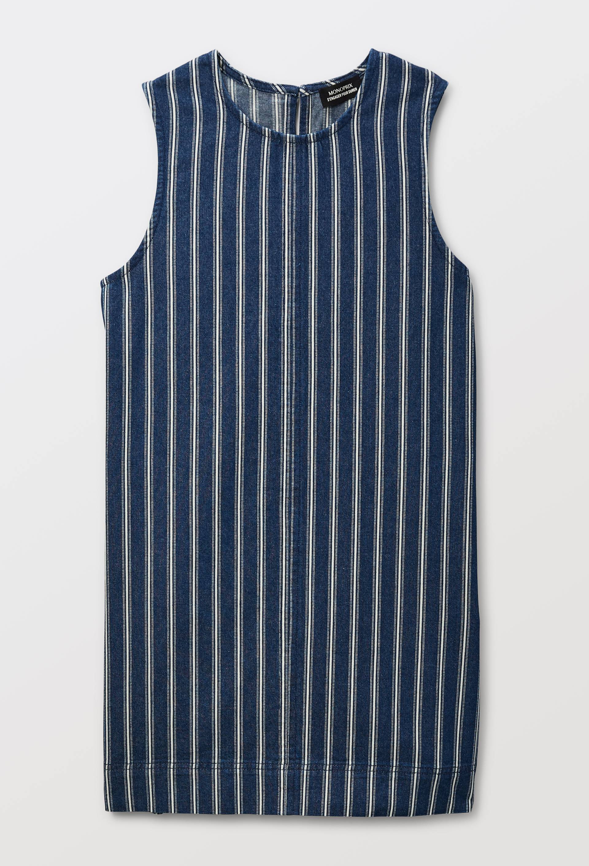 Robe courte en denim ray&eacute;e en coton BIO GOTS, Bleu fonc&eacute;, large image number 2