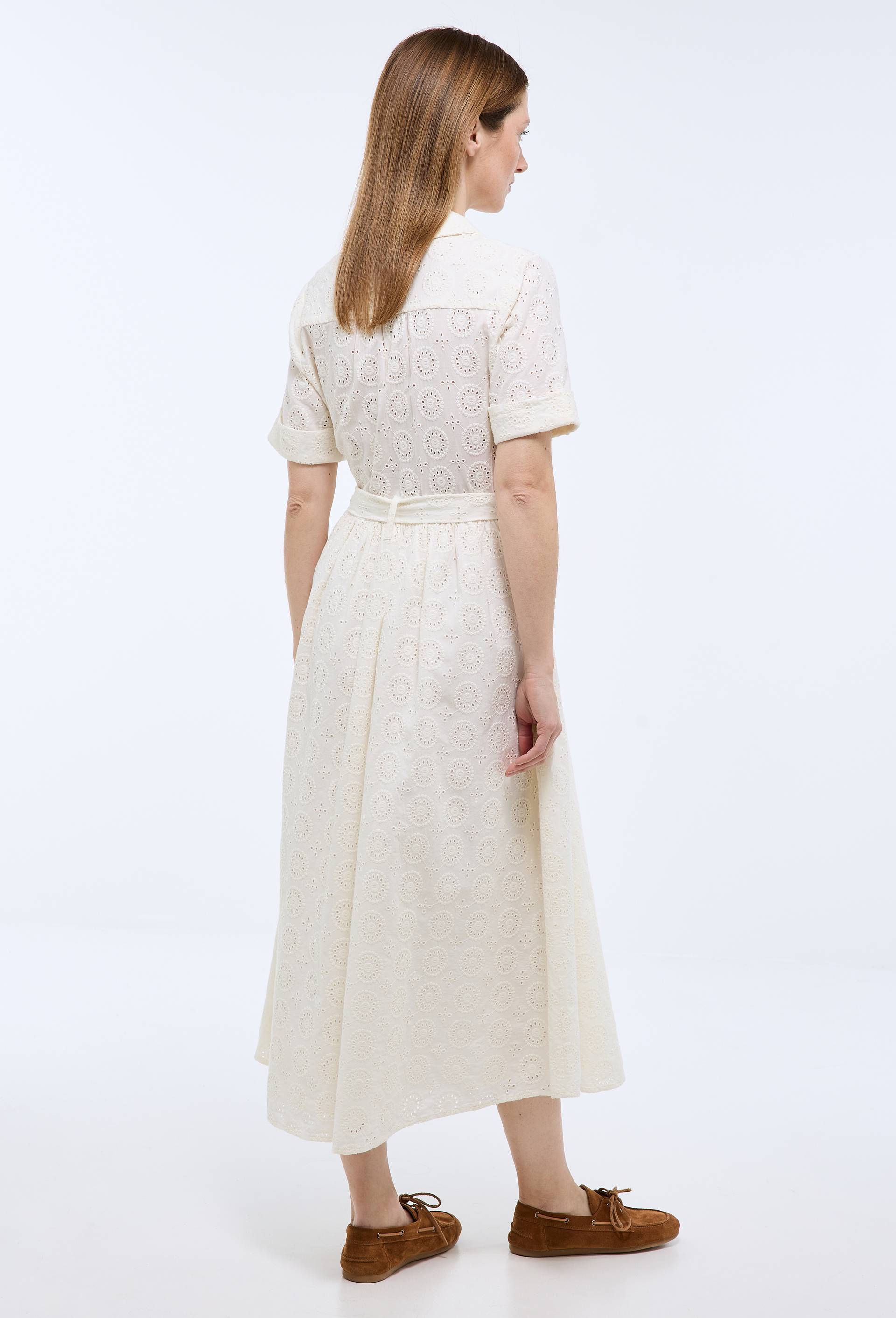 Robe midi broderie anglaise en coton BIO GOTS, Ecru, large image number 1