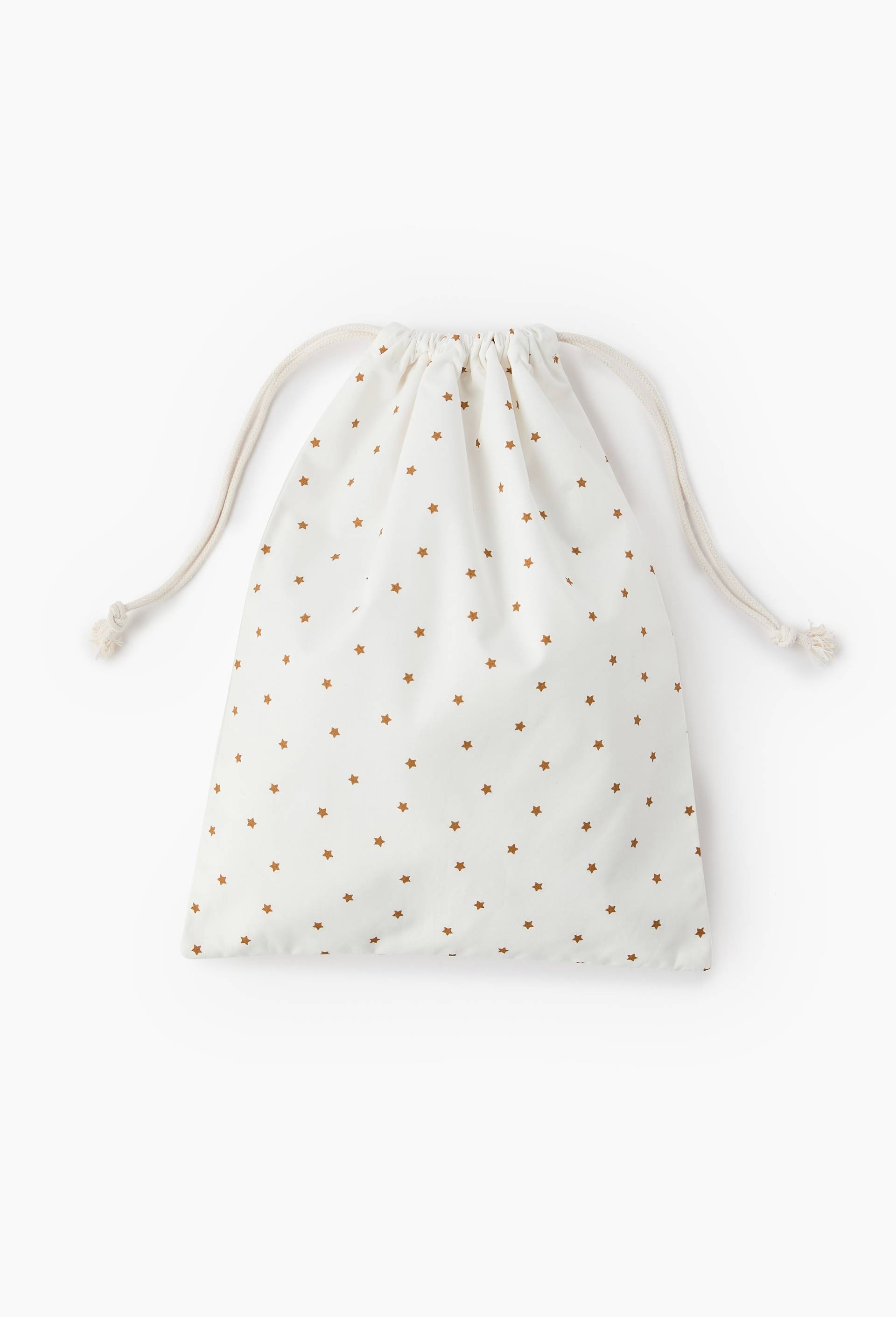 Sac range-pyjama imprim&eacute; &eacute;toiles, 30x40 cm, en coton bio, Jaune fonc&eacute;, large image number 0