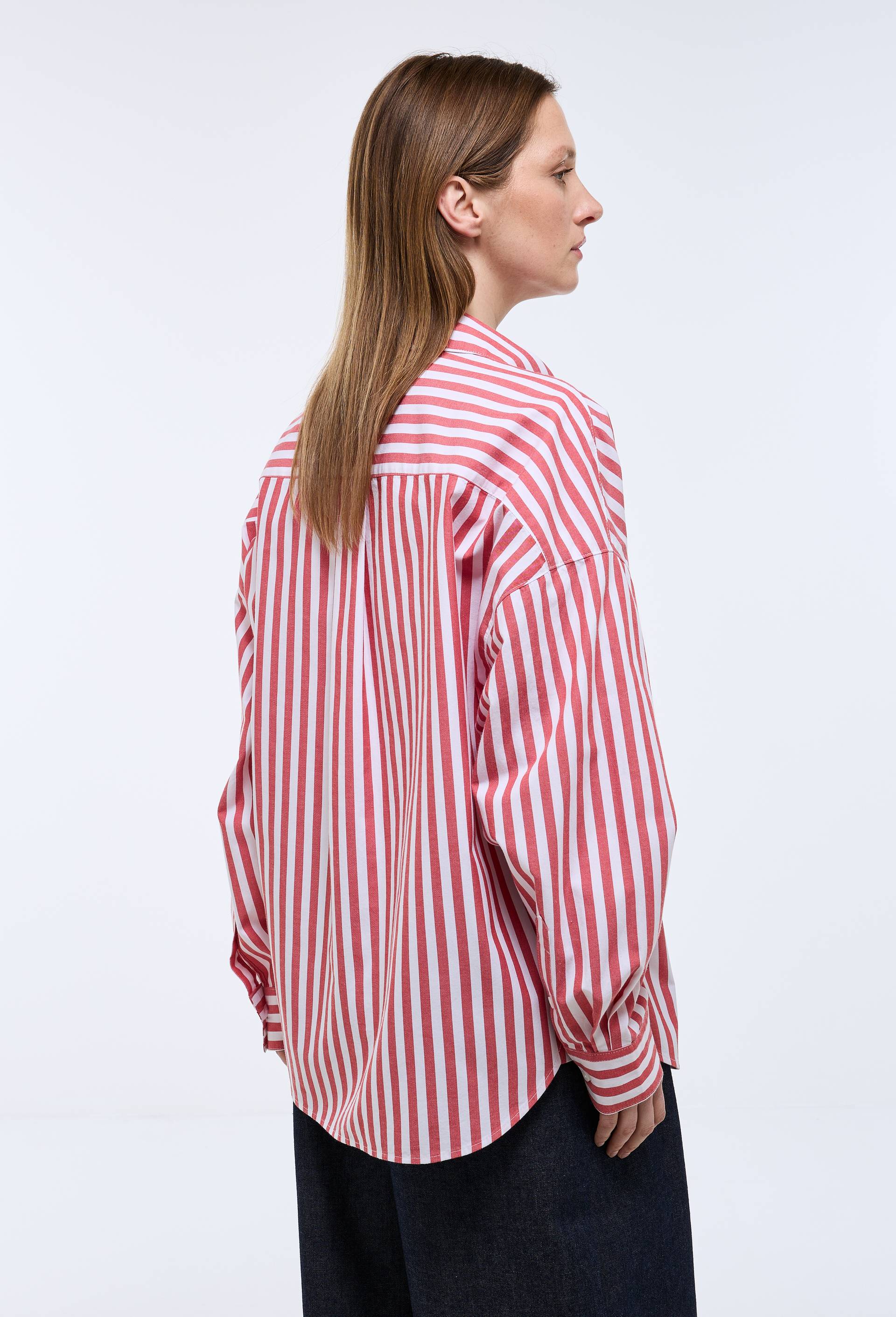 Chemise manches longues ray&eacute;e en coton, Rouge, large image number 1