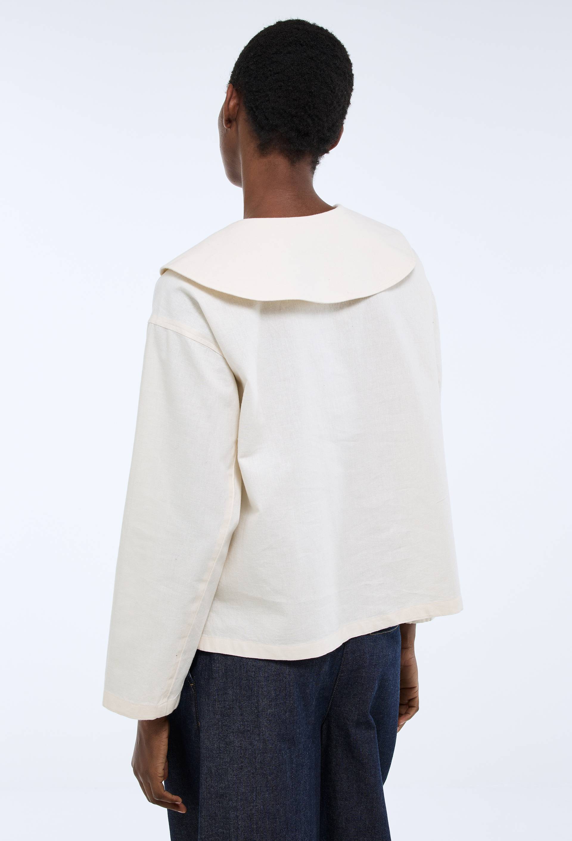 Blouse manches longues uni en coton BIO GOTS, Ecru, large image number 1