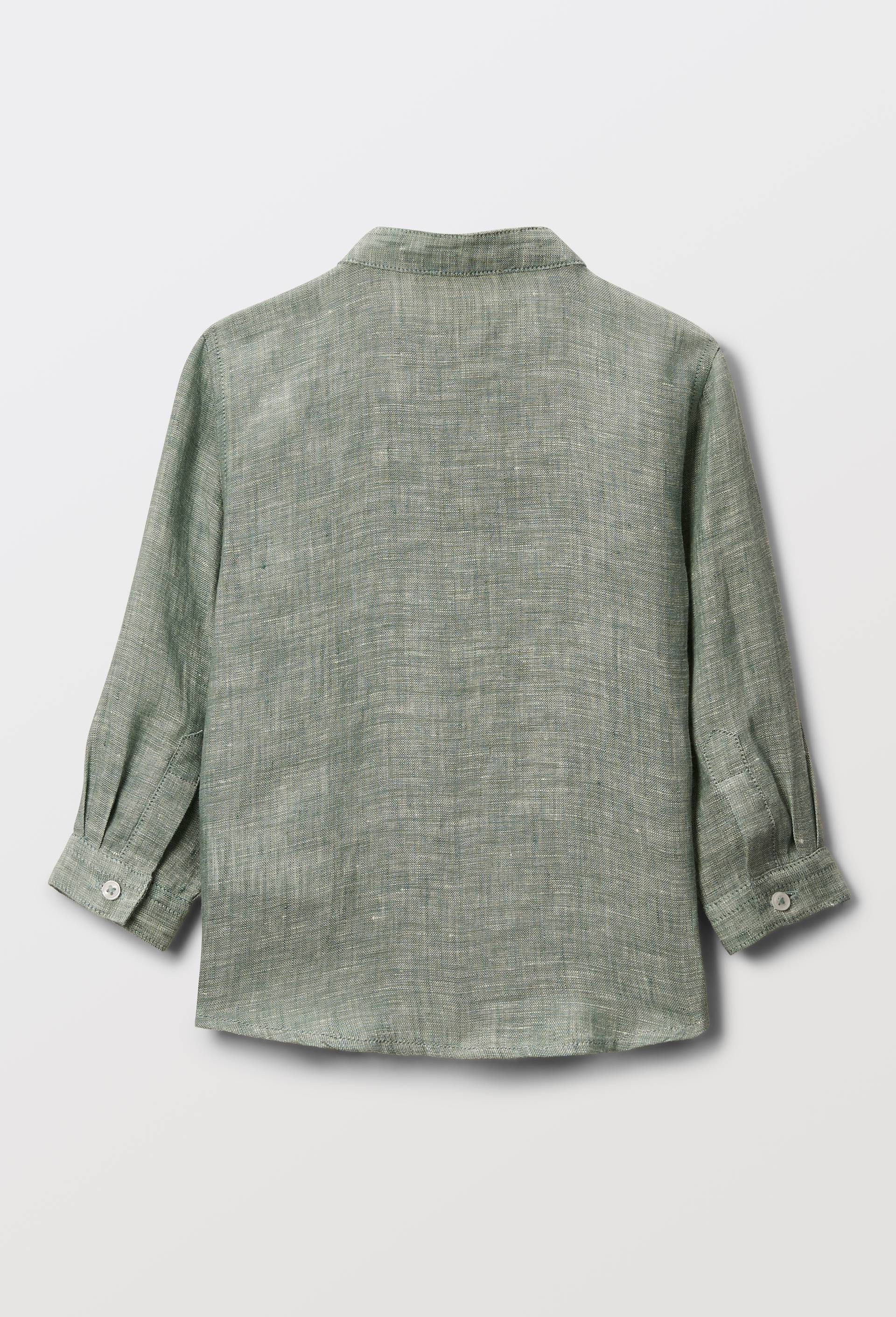 Chemise col mao unie en lin, Vert, large image number 2.0