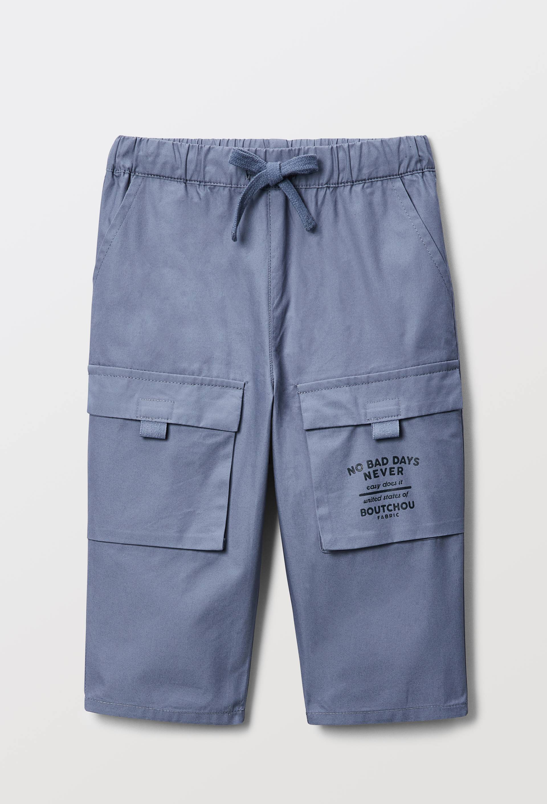 Pantalon taille &eacute;lastique uni en coton BIO GOTS, Bleu fonc&eacute;, large image number 1