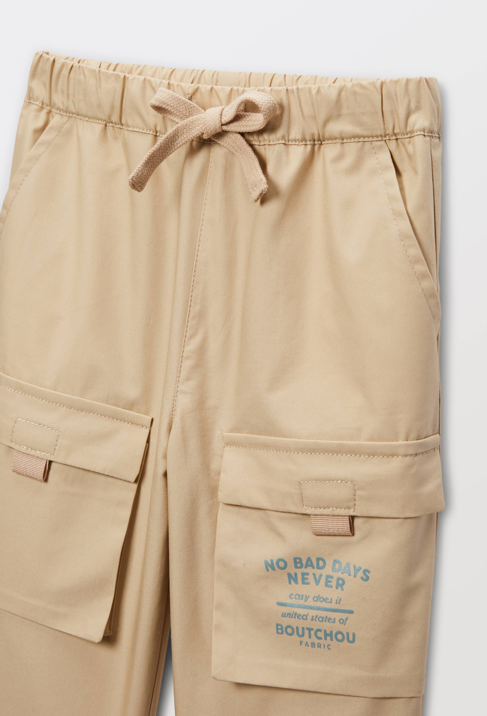 Pantalon taille &eacute;lastique uni en coton BIO GOTS, Beige, large image number 3
