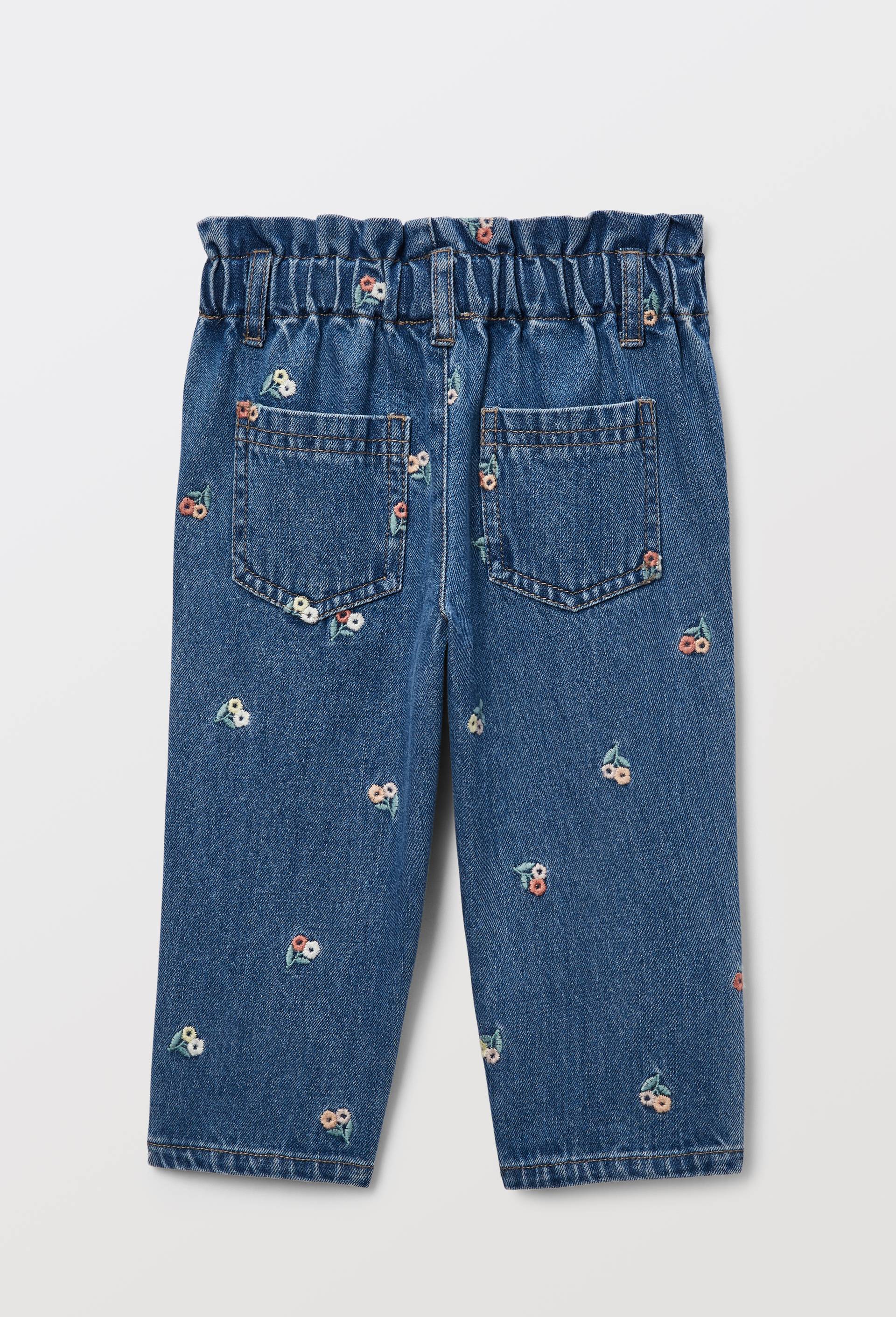 Jean taille &eacute;lastique brod&eacute; en coton BIO GOTS, Bleu fonc&eacute;, large image number 2