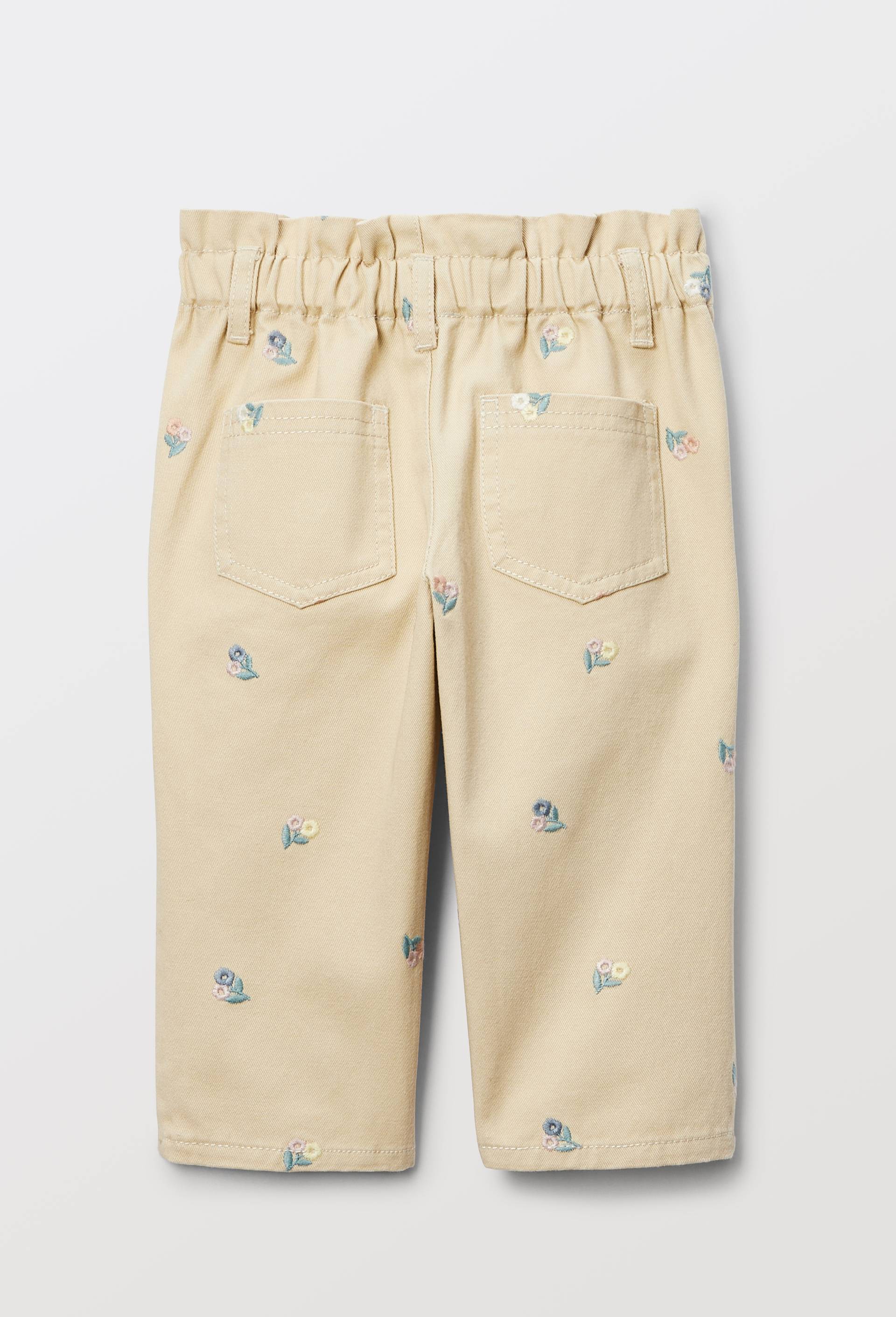 Pantalon taille &eacute;lastique brod&eacute; en coton BIO GOTS, Beige, large image number 2