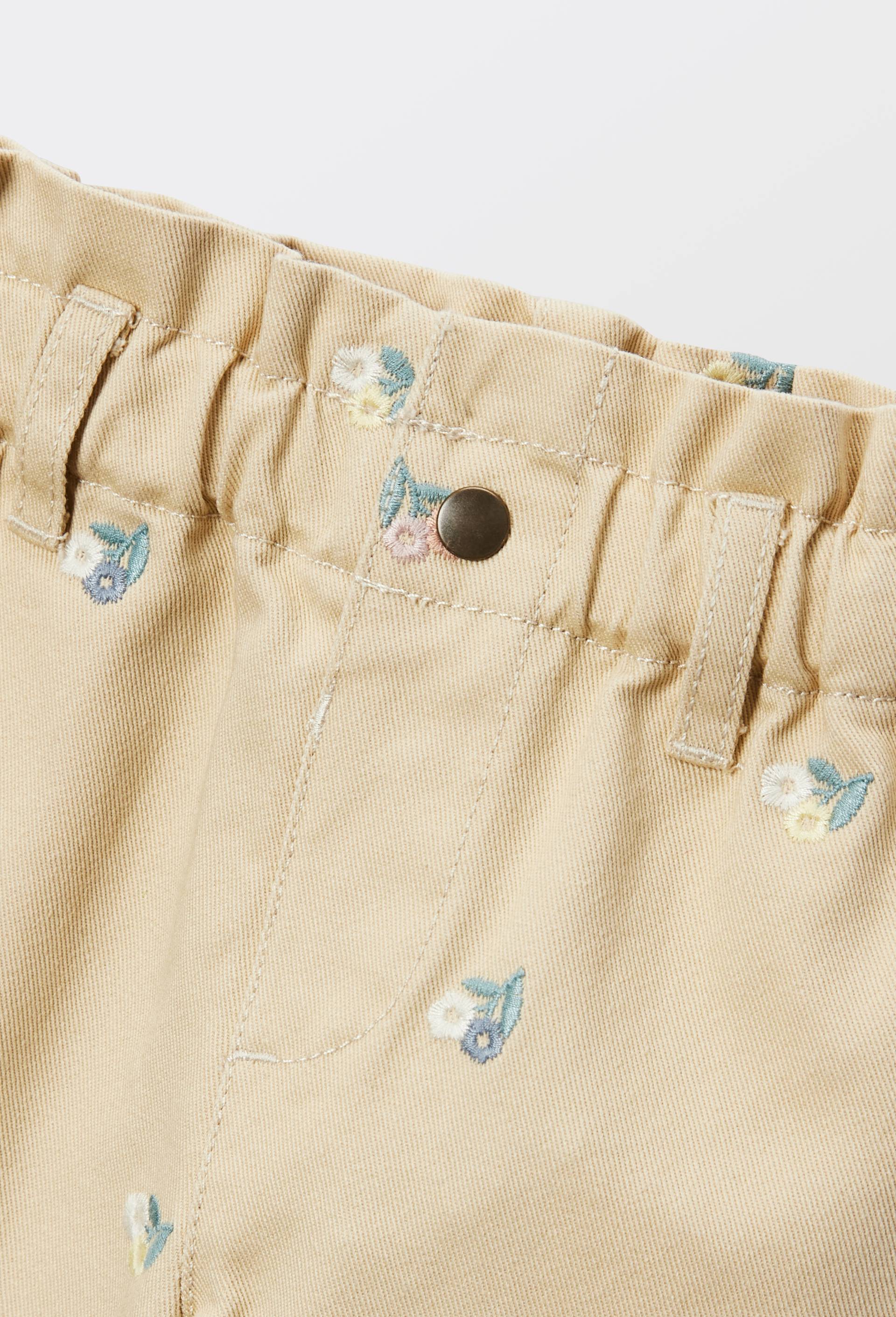 Pantalon taille &eacute;lastique brod&eacute; en coton BIO GOTS, Beige, large image number 3