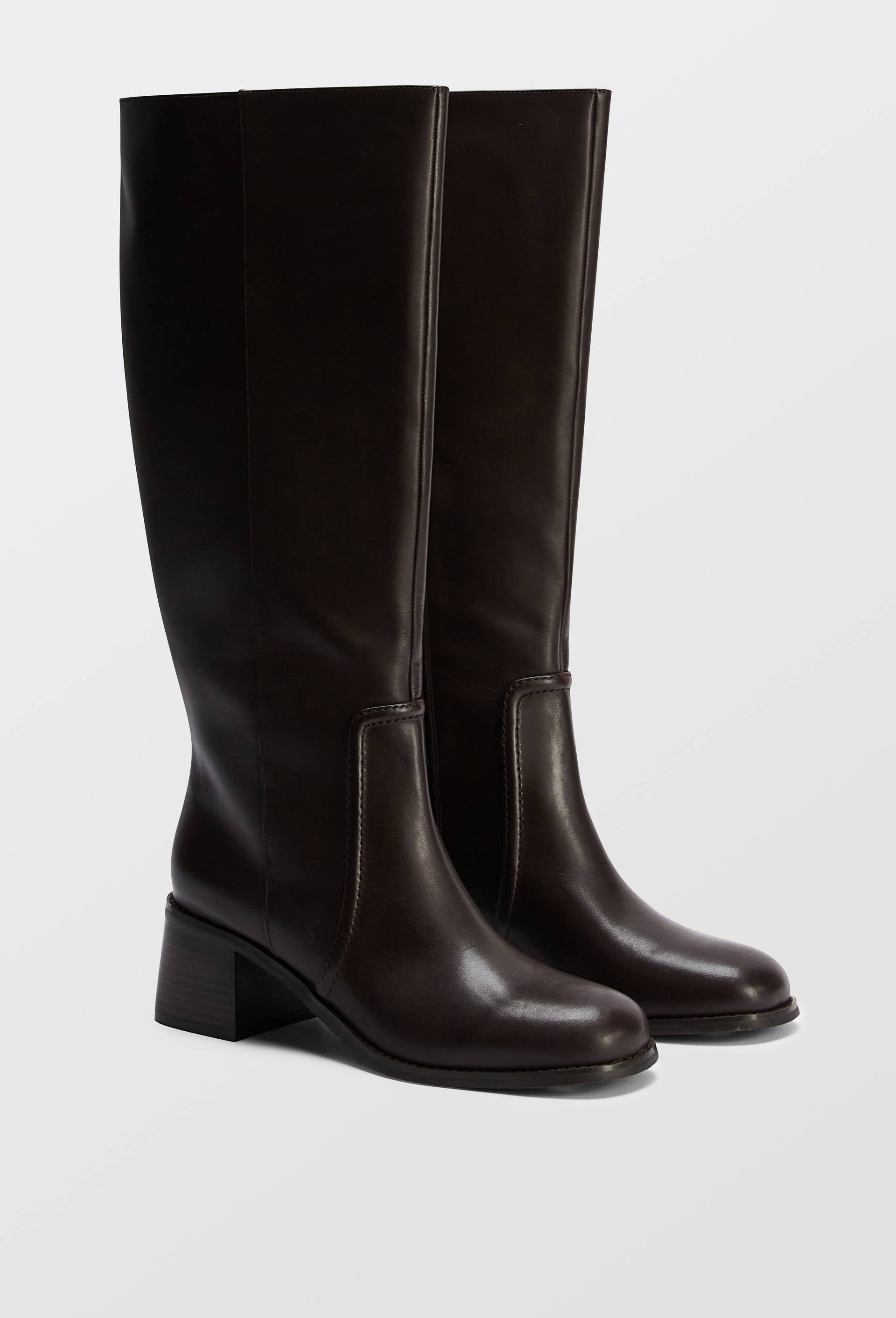 Bottes &agrave; talon en cuir, Brun, large image number 0.0