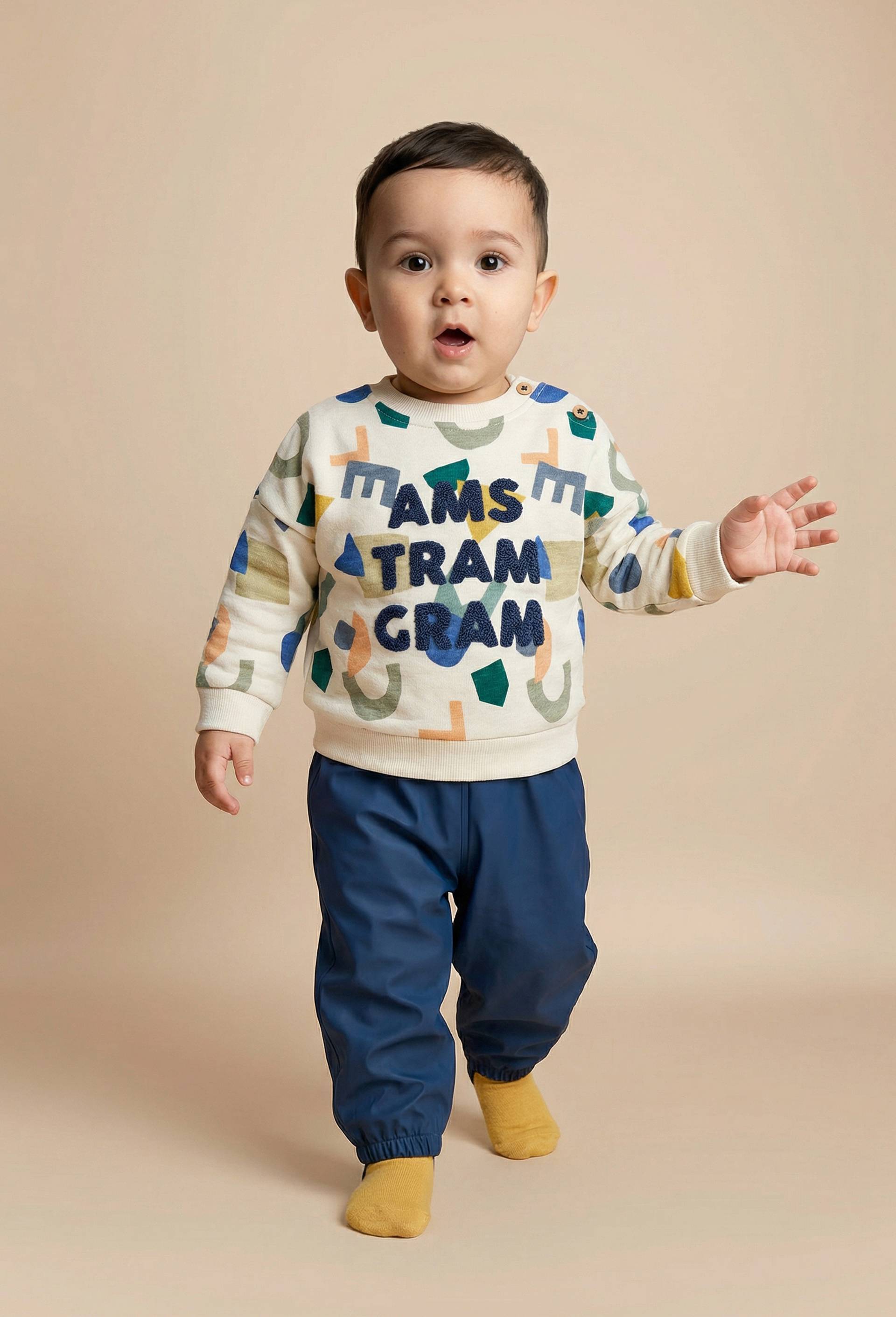 Sweat imprim&eacute; en coton BIO GOTS, Beige clair, large image number 0