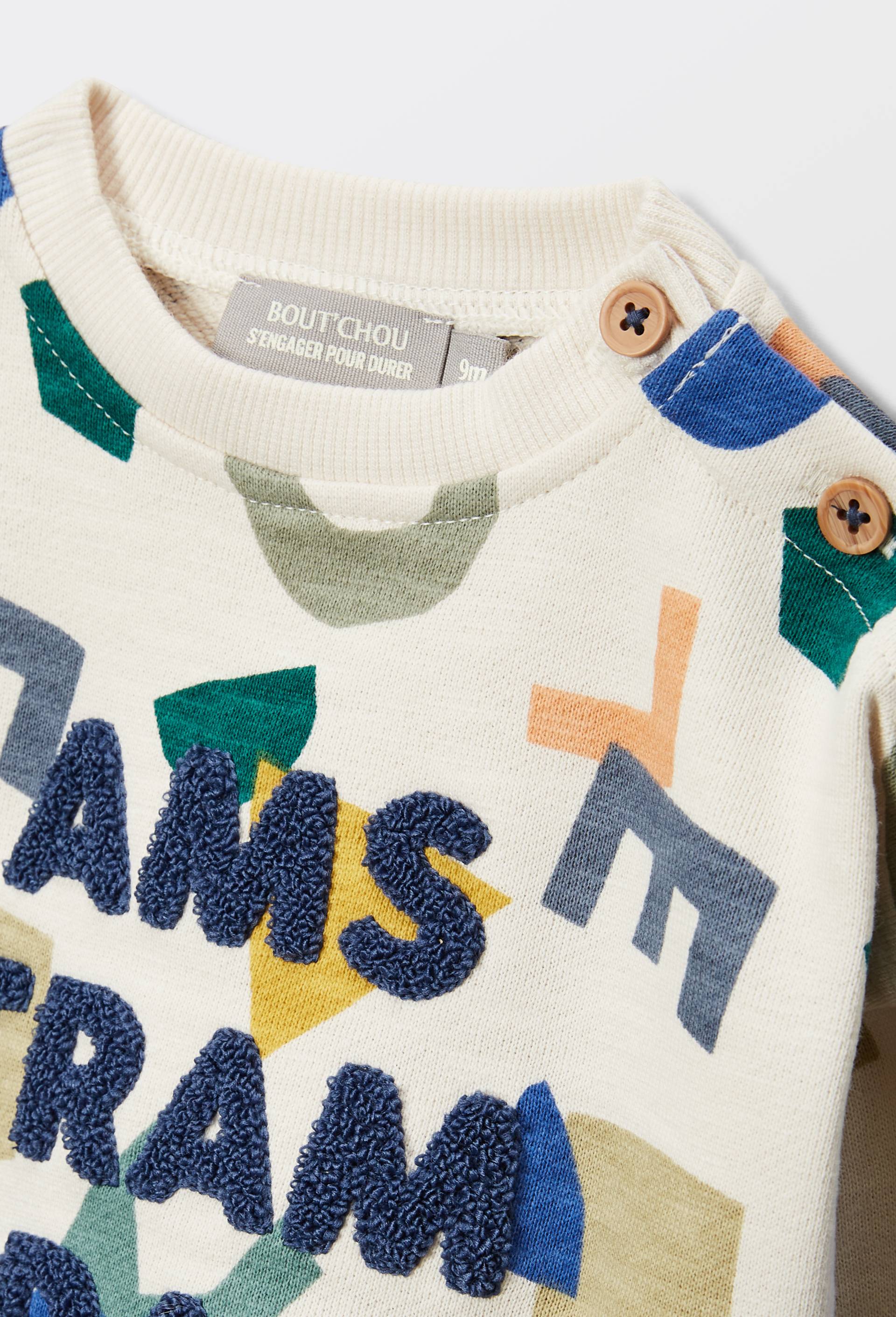 Sweat imprim&eacute; en coton BIO GOTS, Beige clair, large image number 3.0