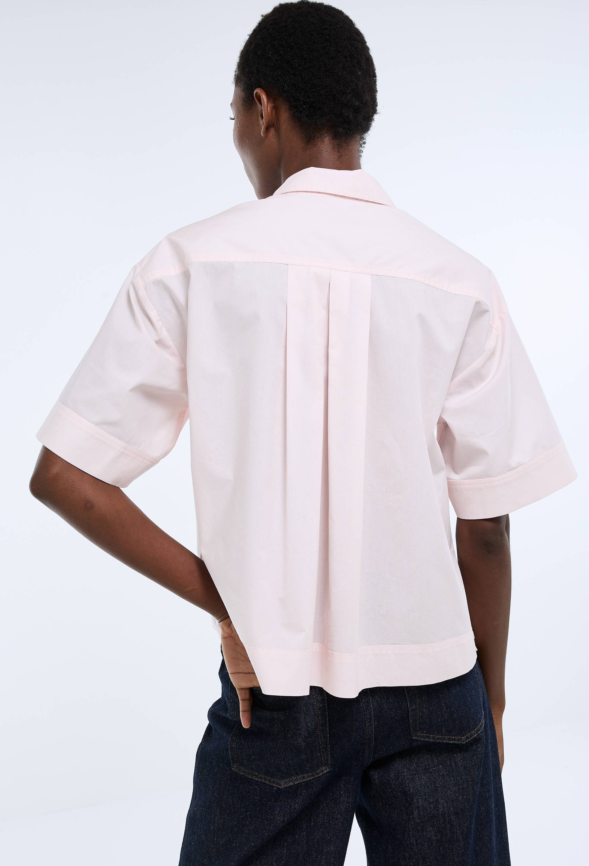 Blouse manches courtes unie en coton BIO GOTS, Rose clair, large image number 2