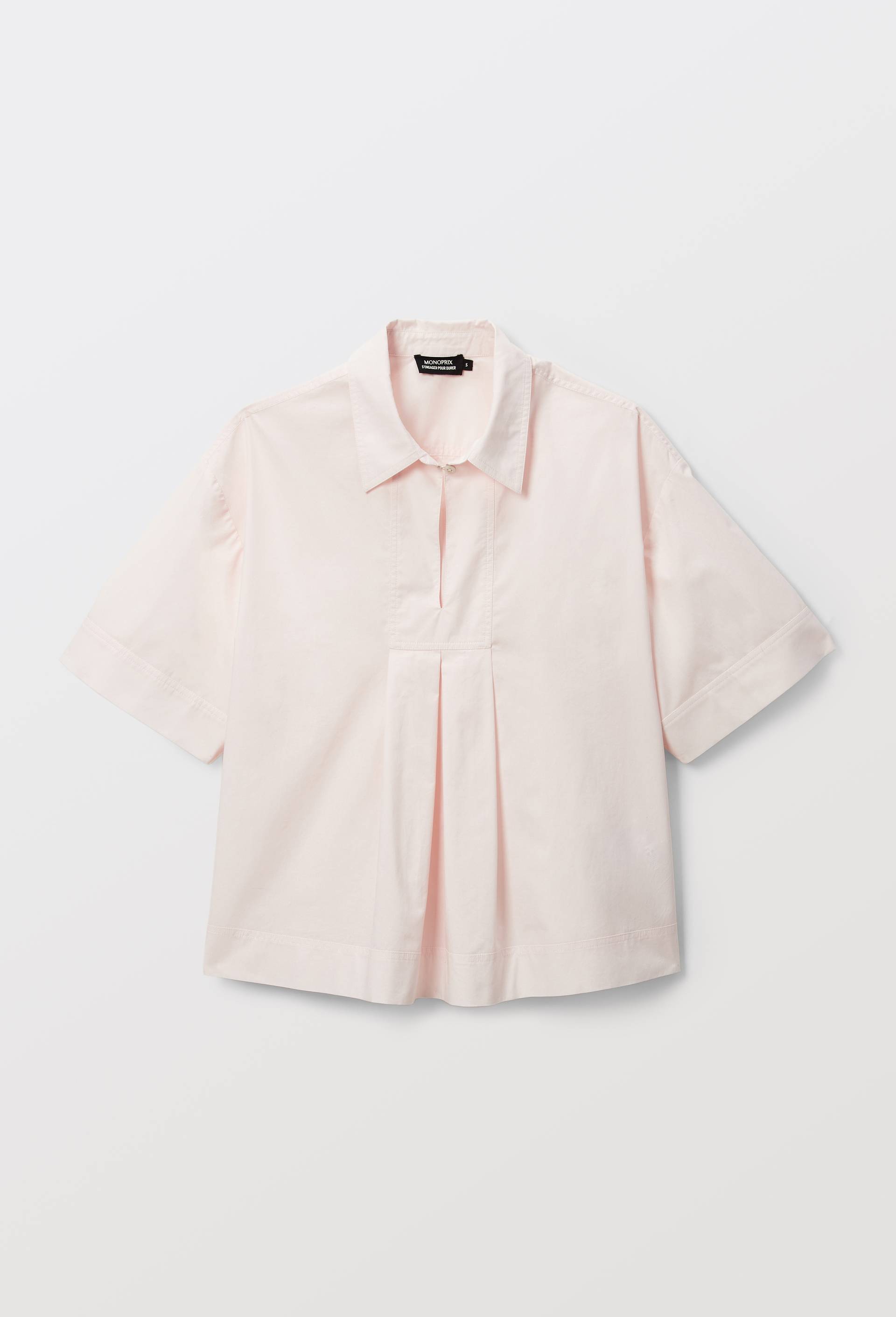 Blouse manches courtes unie en coton BIO GOTS, Rose clair, large image number 3