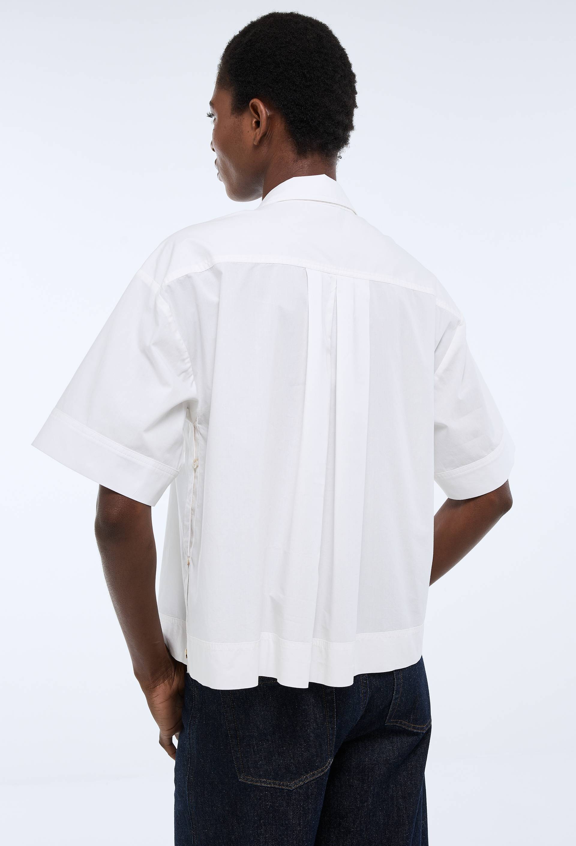 Blouse manches courtes unie en coton BIO GOTS, Blanc, large image number 2