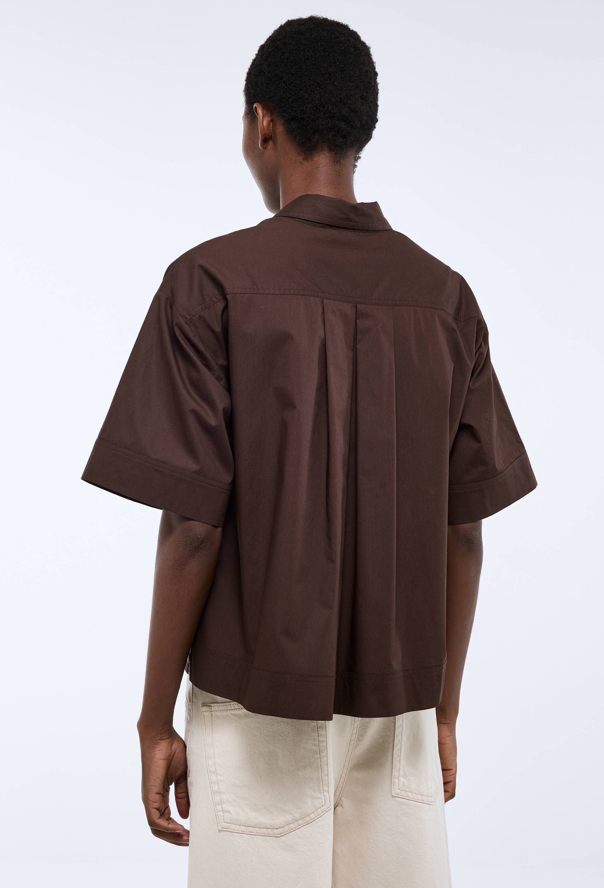Blouse manches courtes unie en coton BIO GOTS, Brun fonc&eacute;, large image number 3.0