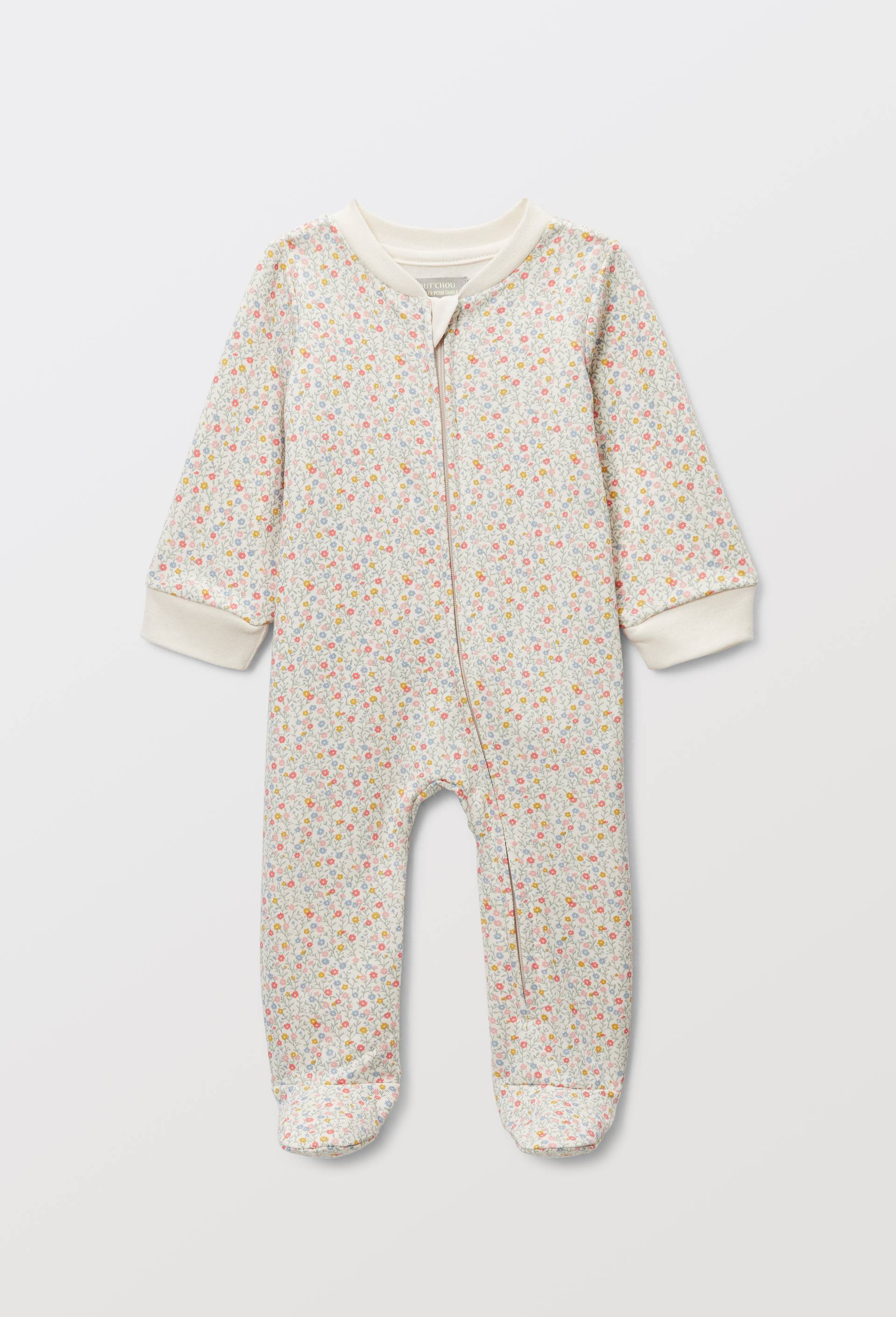 Dors-bien zipp&eacute; en molleton en coton BIO GOTS, Beige clair, large image number 0