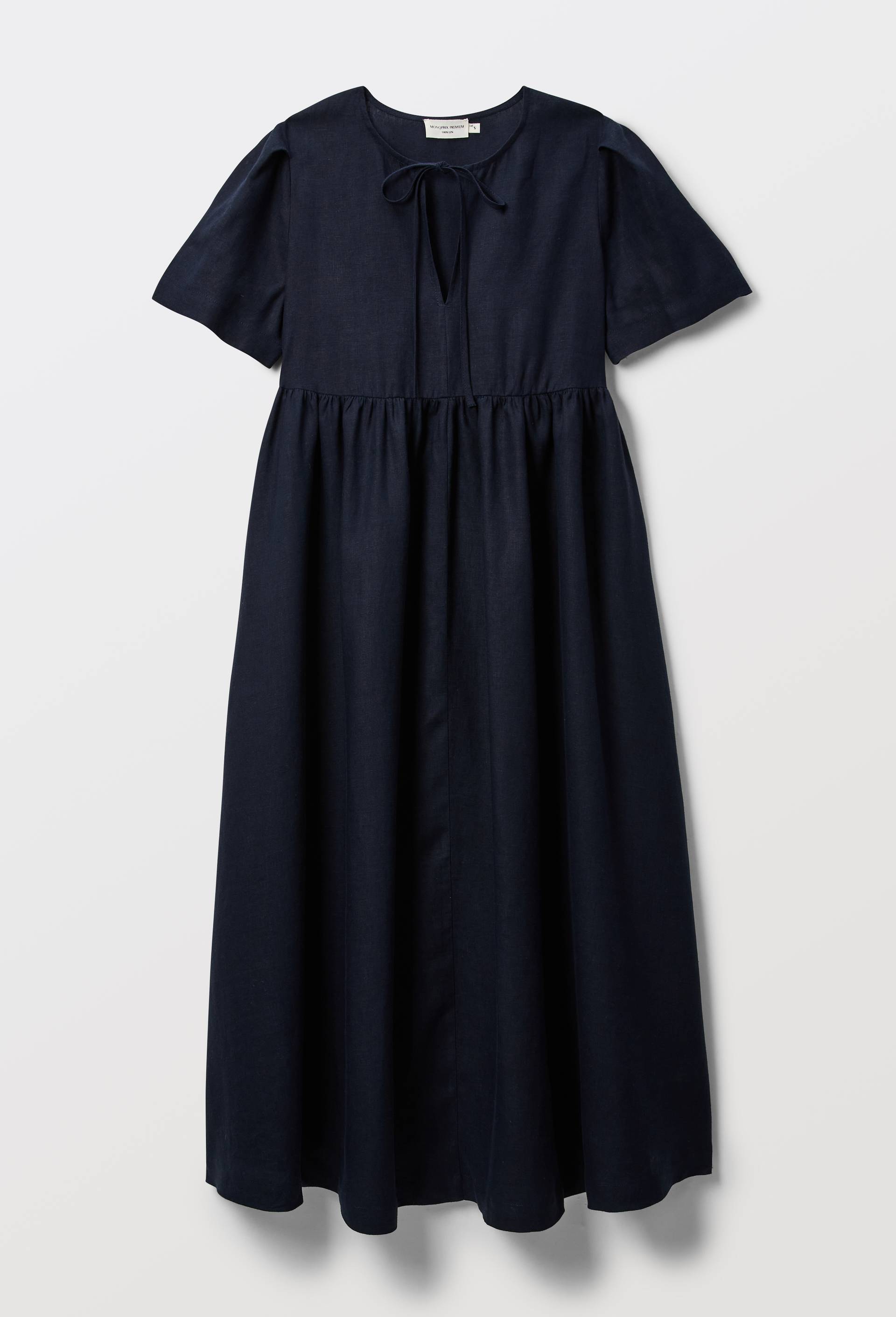 Robe midi ample unie en lin, Bleu fonc&eacute;, large image number 2.0