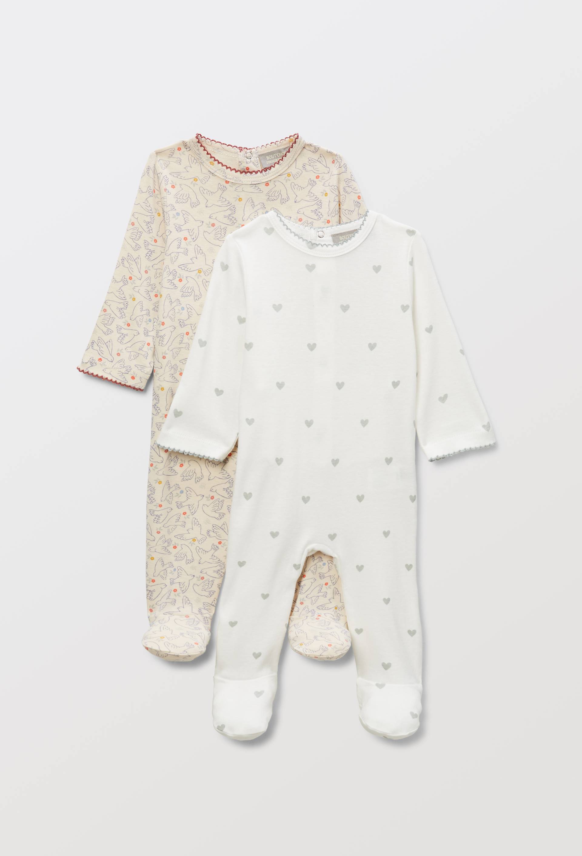 Lot de deux dors-bien imprim&eacute; en jersey en coton BIO GOTS, Beige clair, large image number 0.0