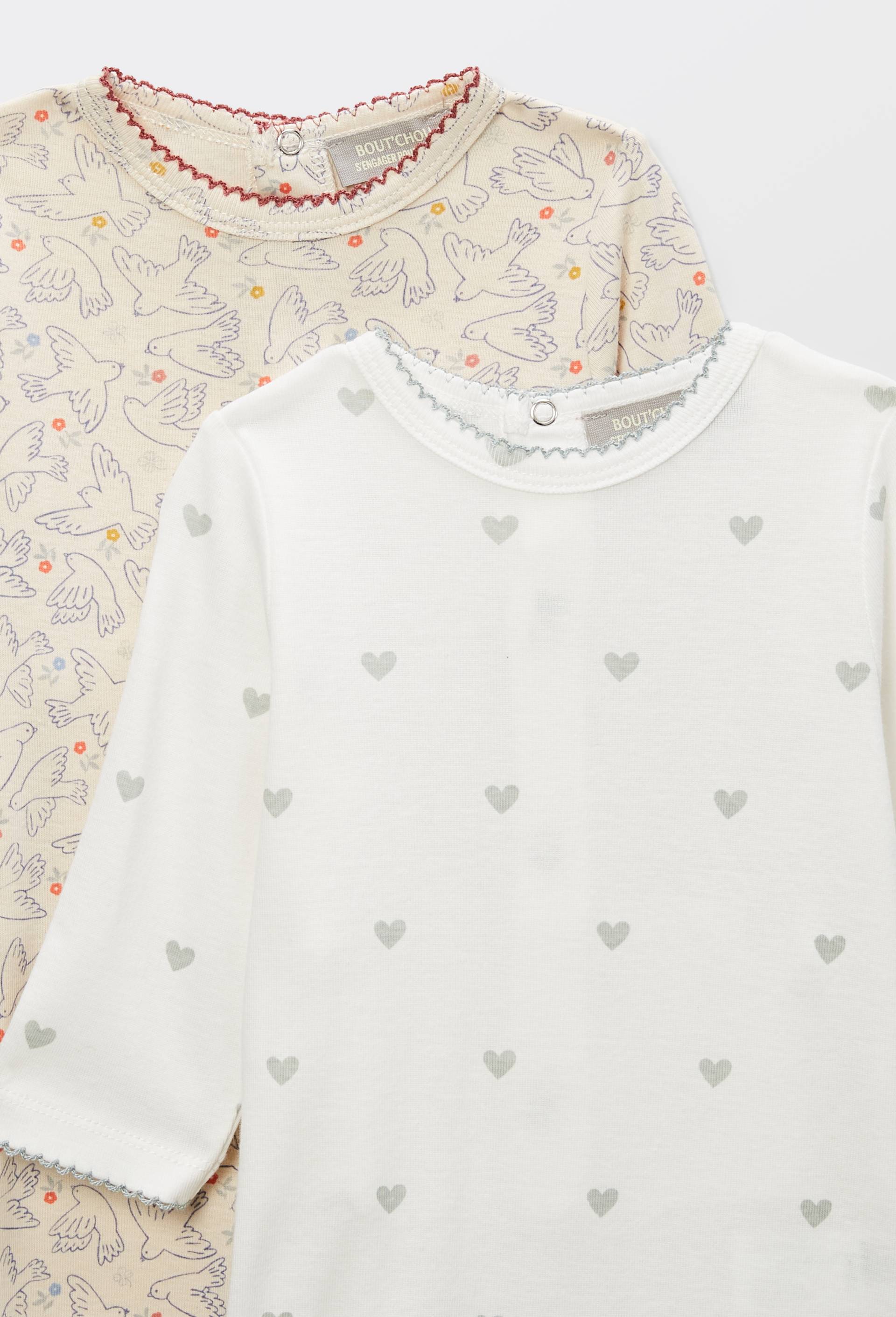 Lot de deux dors-bien imprim&eacute; en jersey en coton BIO GOTS, Beige clair, large image number 2