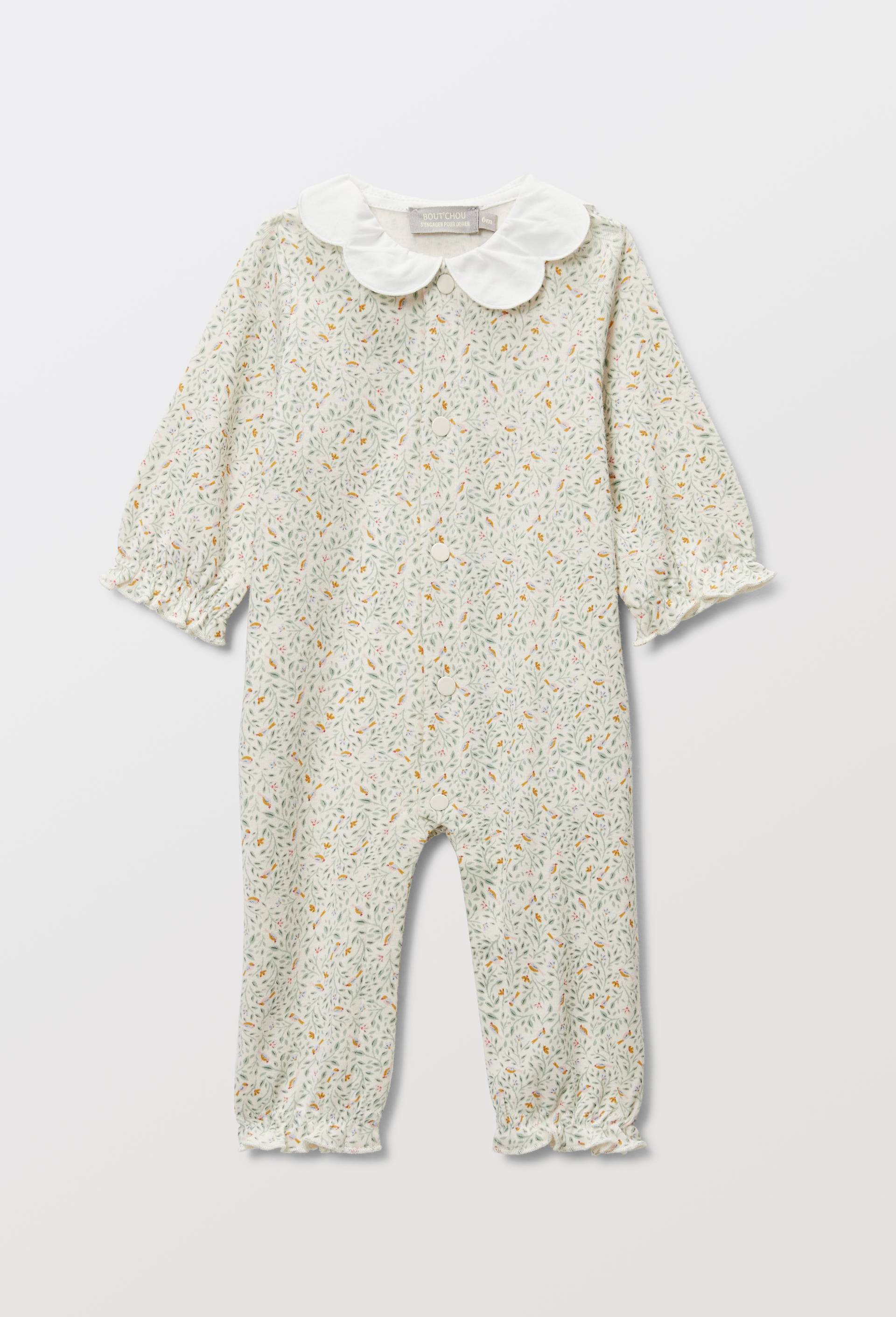 Dors-bien sans pieds imprim&eacute; en jersey en coton BIO GOTS, Beige clair, large image number 0