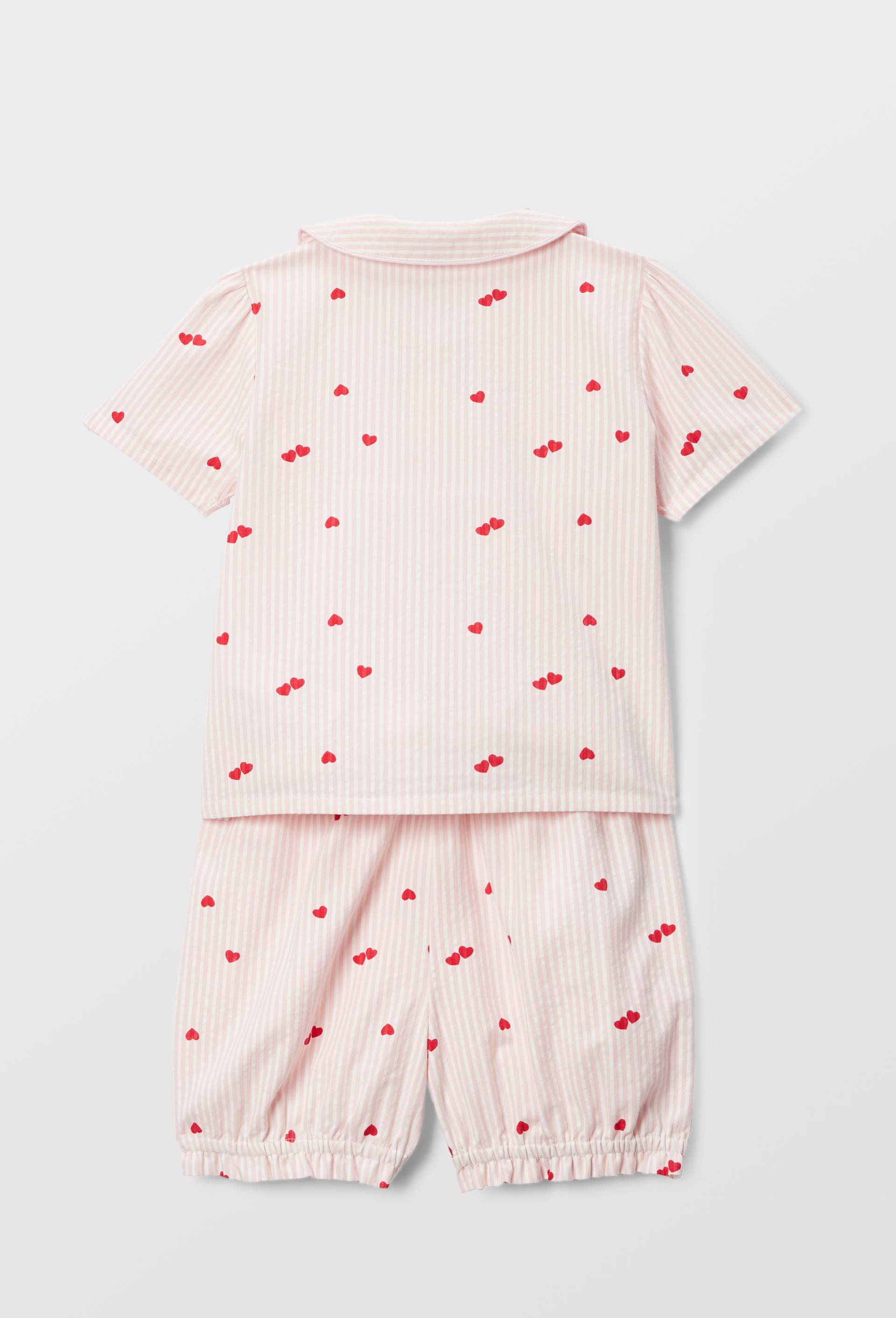 Pyjama 2 pi&egrave;ces en seersucker en coton BIO GOTS, Rose, large image number 1.0