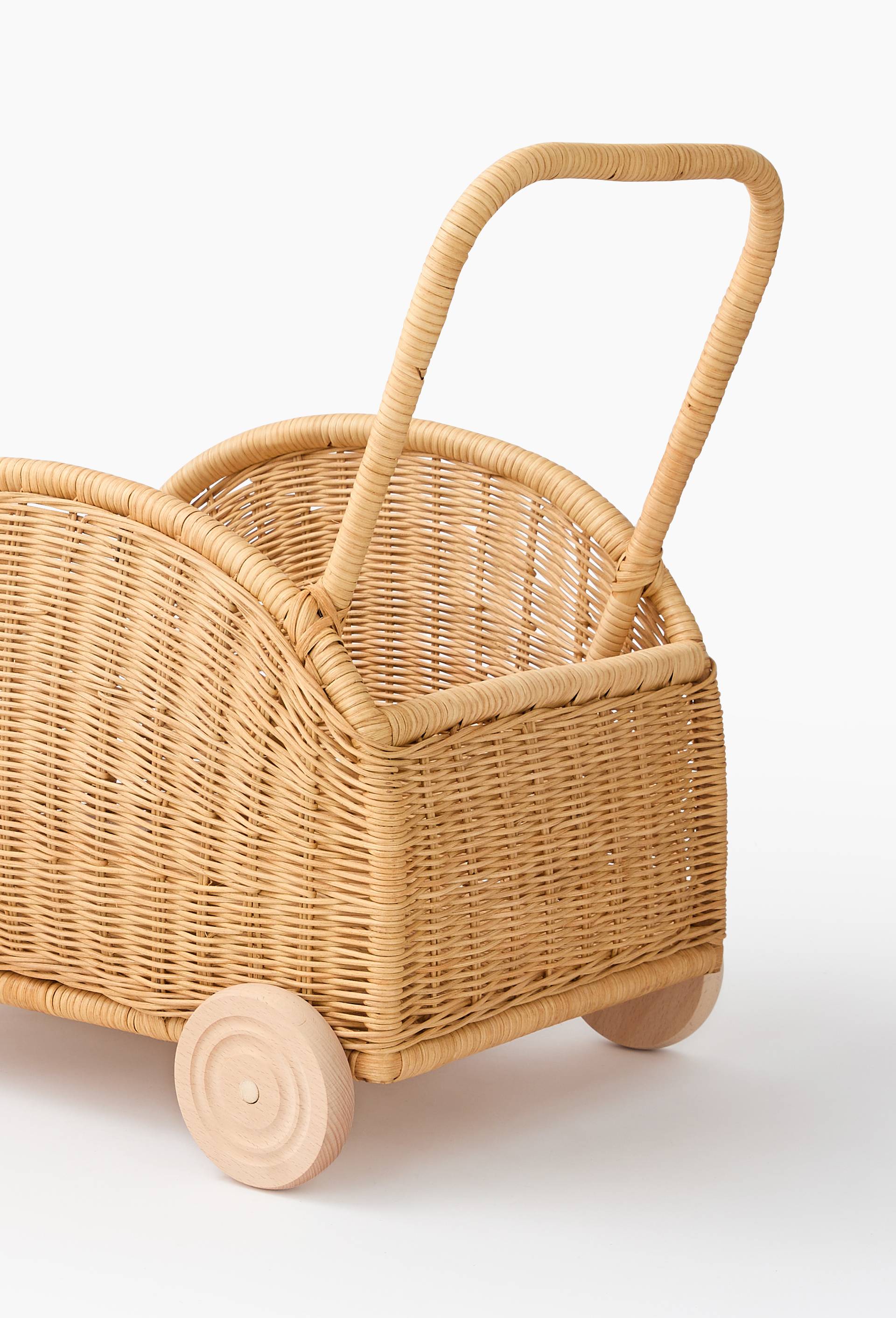 Poussette enfant, 50x35x34CM, en rotin, Beige clair, large image number 2