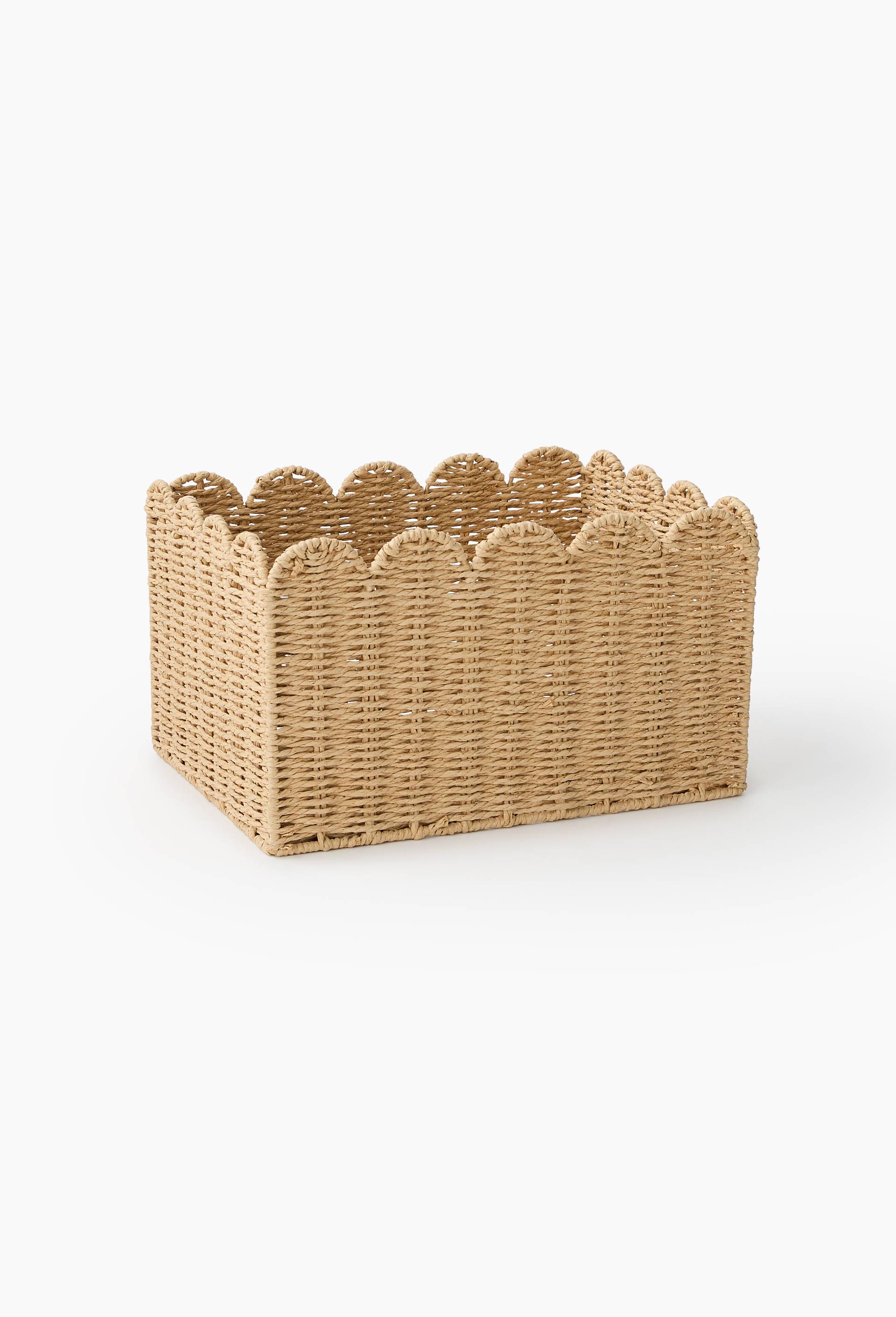 Panier bas liser&eacute; en papier, S : 34*24*H20cm et M : 38*29*20cm, en papier, Beige clair, large image number 1.0