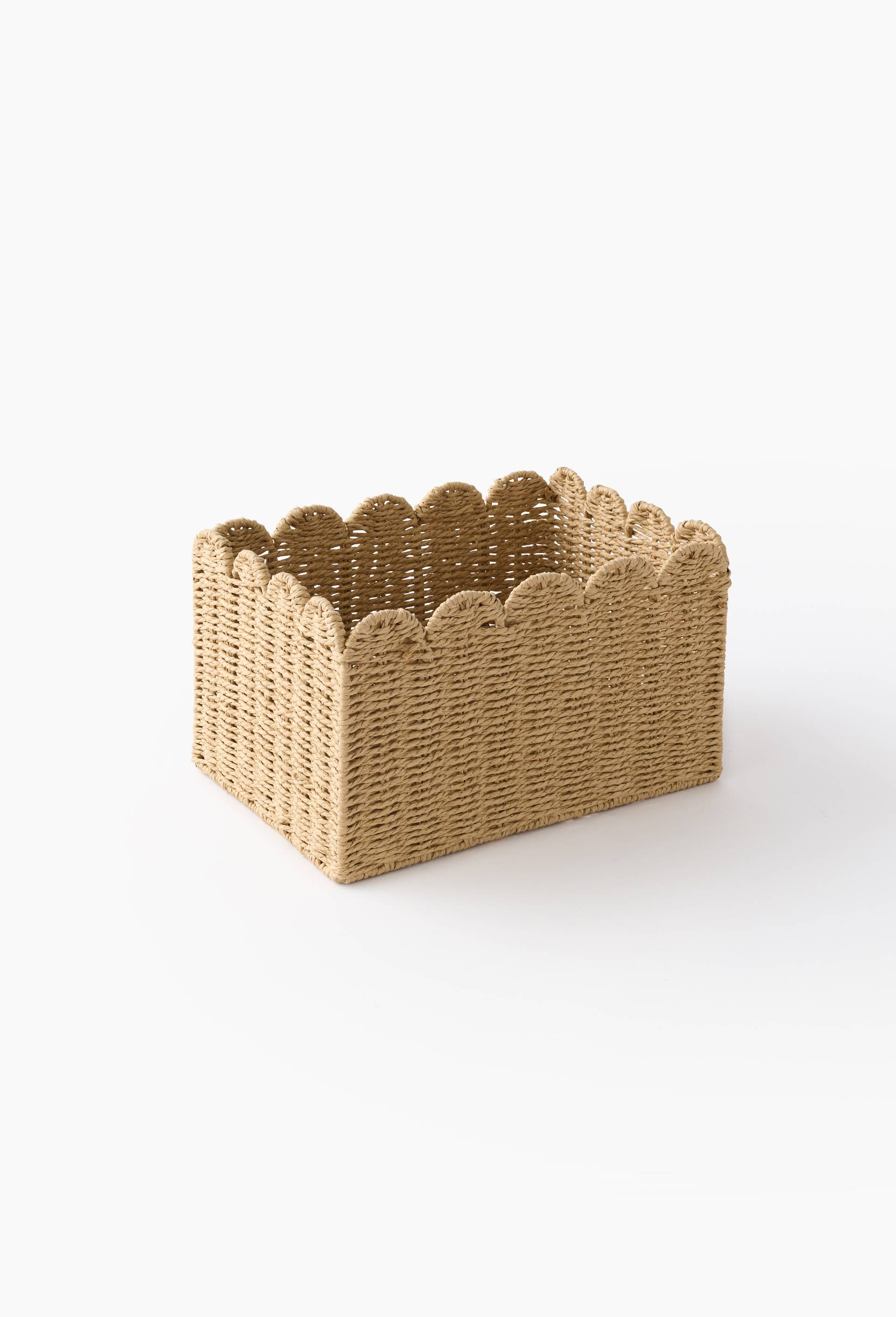 Panier bas liser&eacute; en papier, S : 34*24*H20cm et M : 38*29*20cm, en papier, Beige clair, large image number 2.0