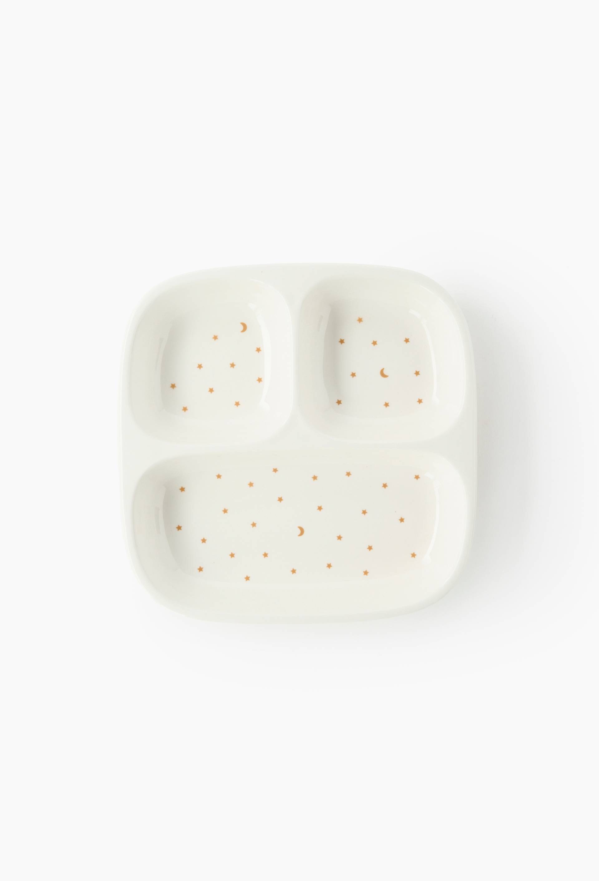 Assiette compartiment finition imprim&eacute;e pour enfant, 18 cm, Ecru, large image number 1.0