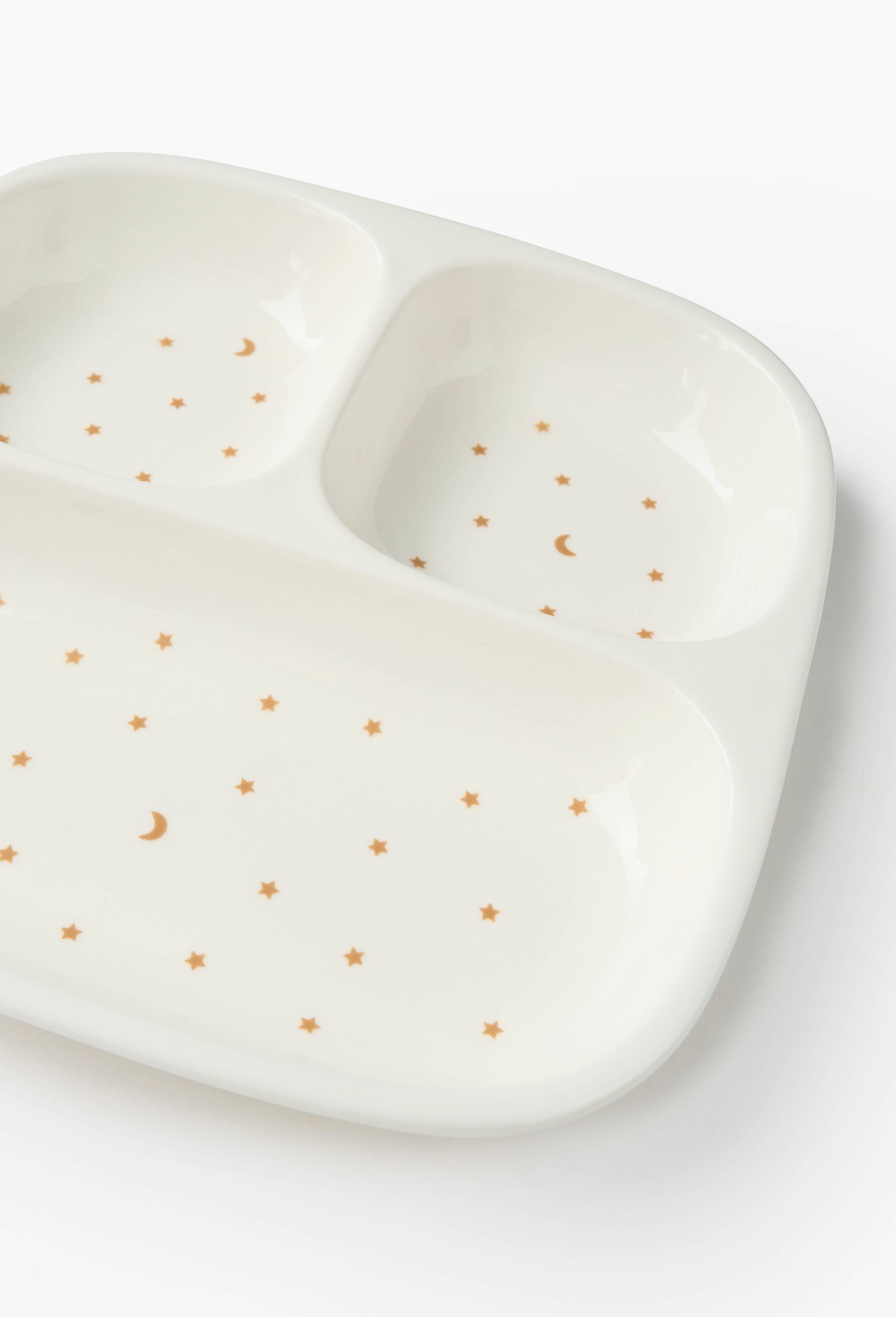 Assiette compartiment finition imprim&eacute;e pour enfant, 18 cm, Ecru, large image number 2