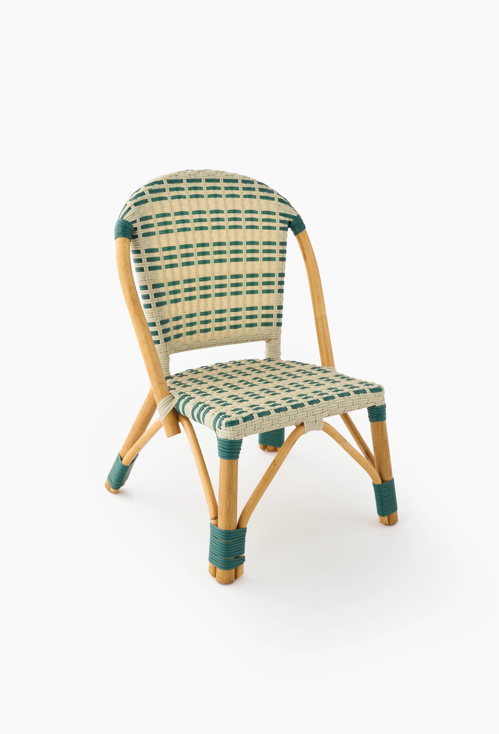 Chaise de bistrot enfant, 43x40x60 cm, en rotin et poly&eacute;thyl&egrave;ne, Jaune, large image number 0