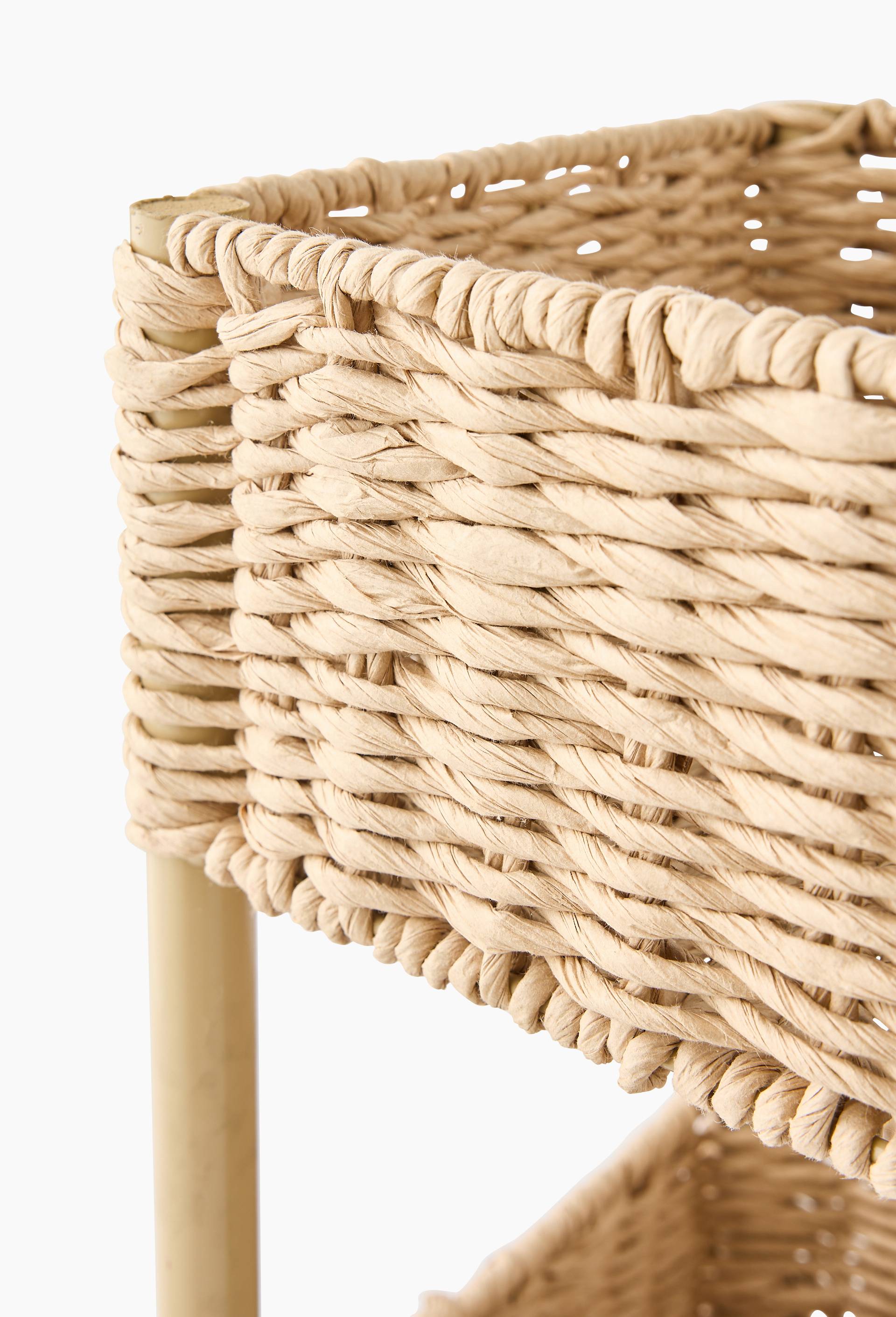 Meuble de rangement 2 &eacute;tag&egrave;res, 35x25x50cm, en papier, Beige clair, large image number 1
