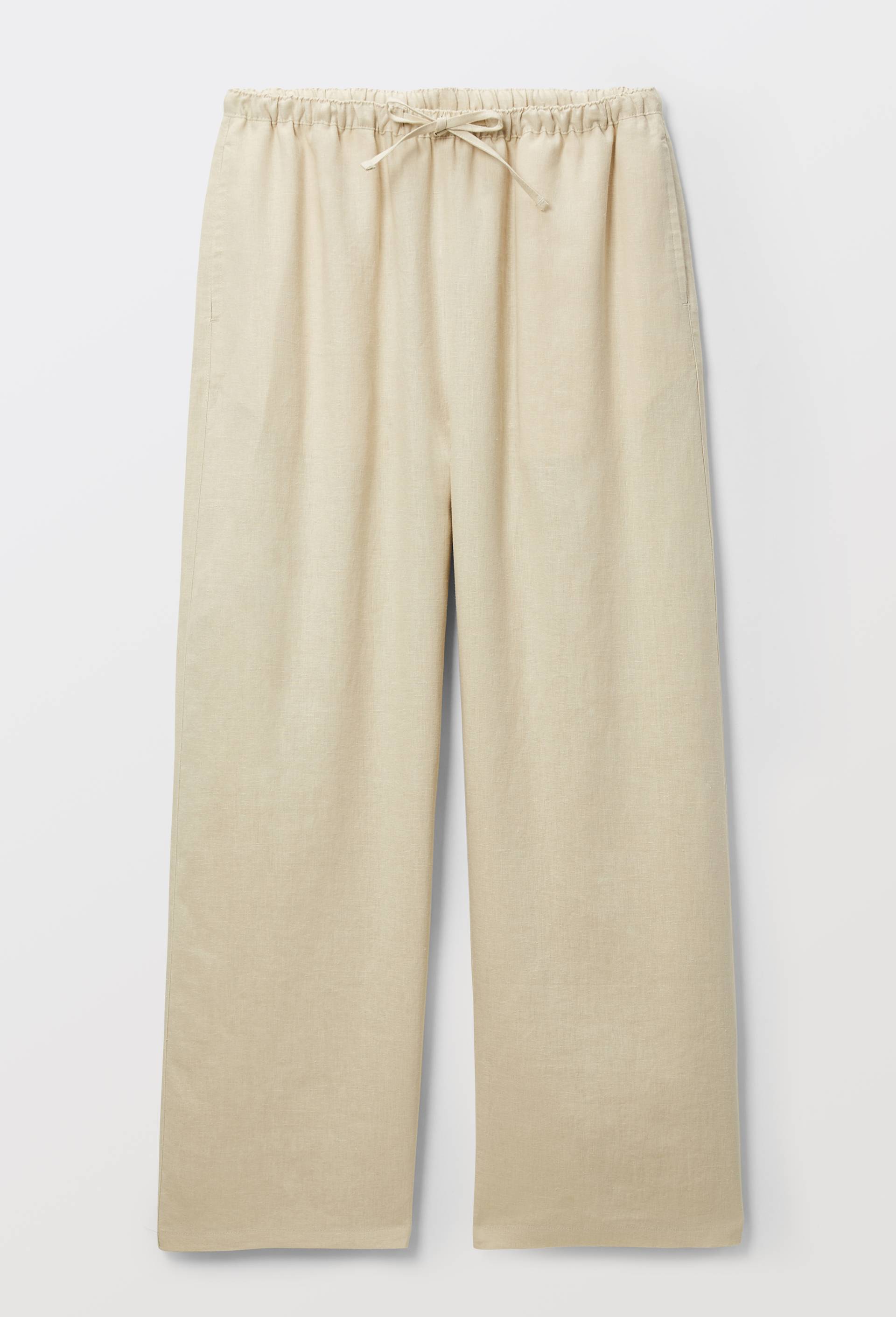 Pantalon en lin avec cordon &agrave; la taille, Beige clair, large image number 2