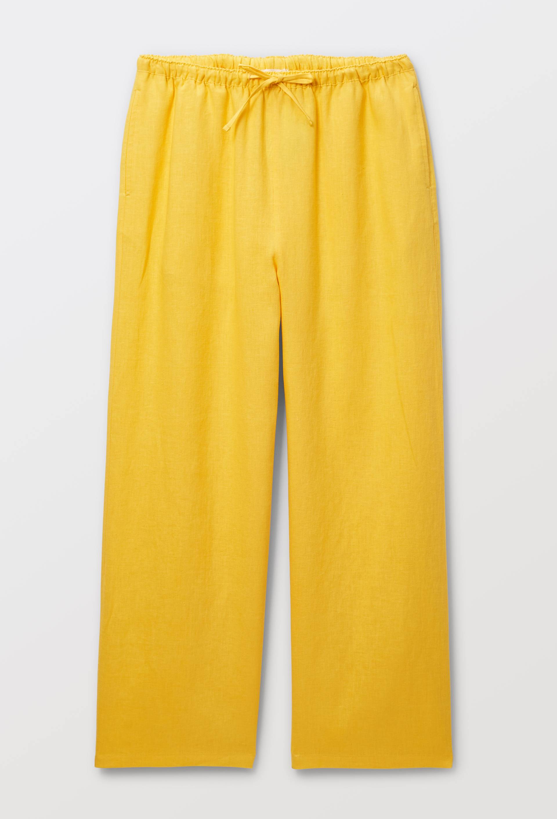 Pantalon en lin avec cordon &agrave; la taille, Jaune, large image number 2.0