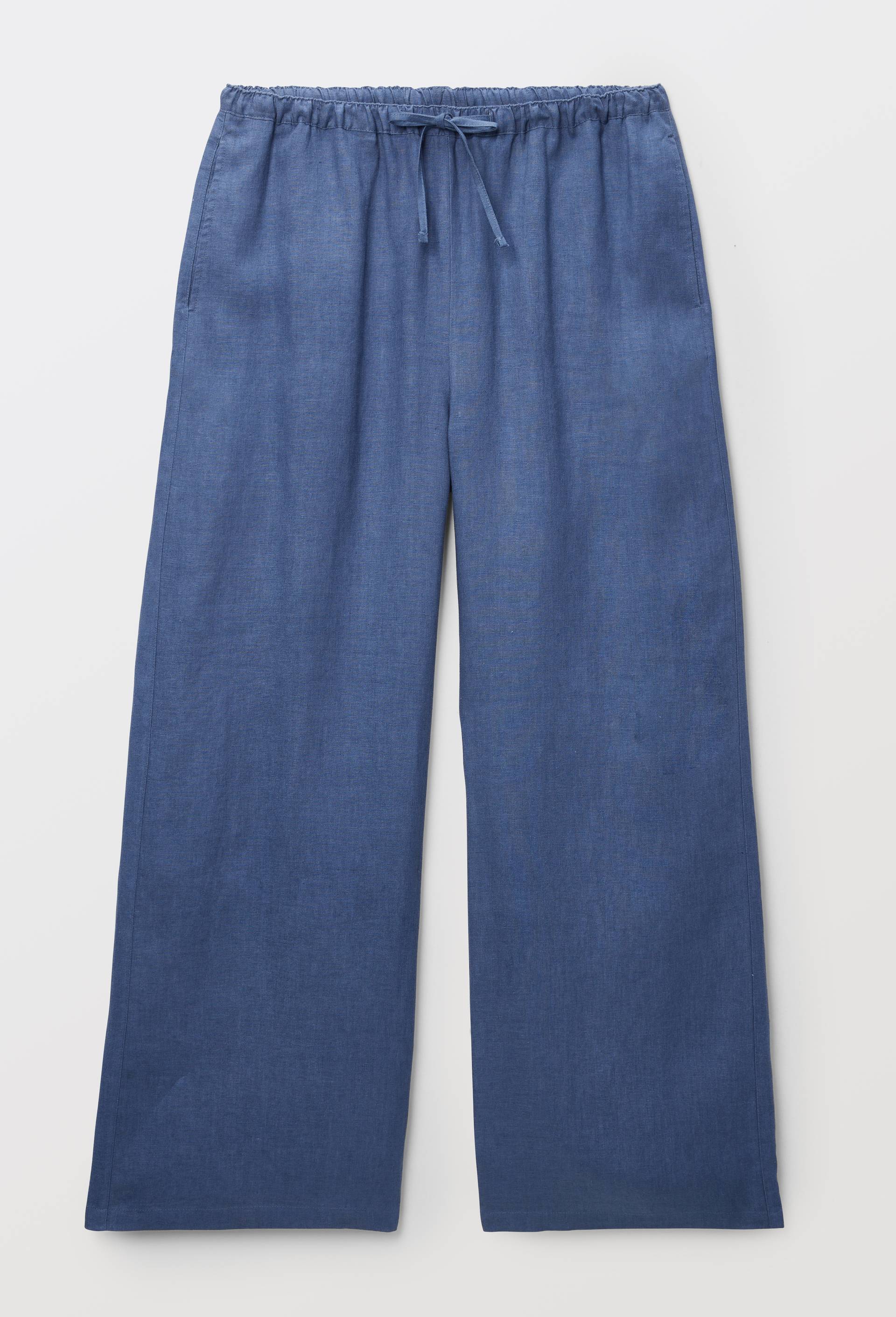 Pantalon en lin avec cordon &agrave; la taille, Bleu, large image number 2