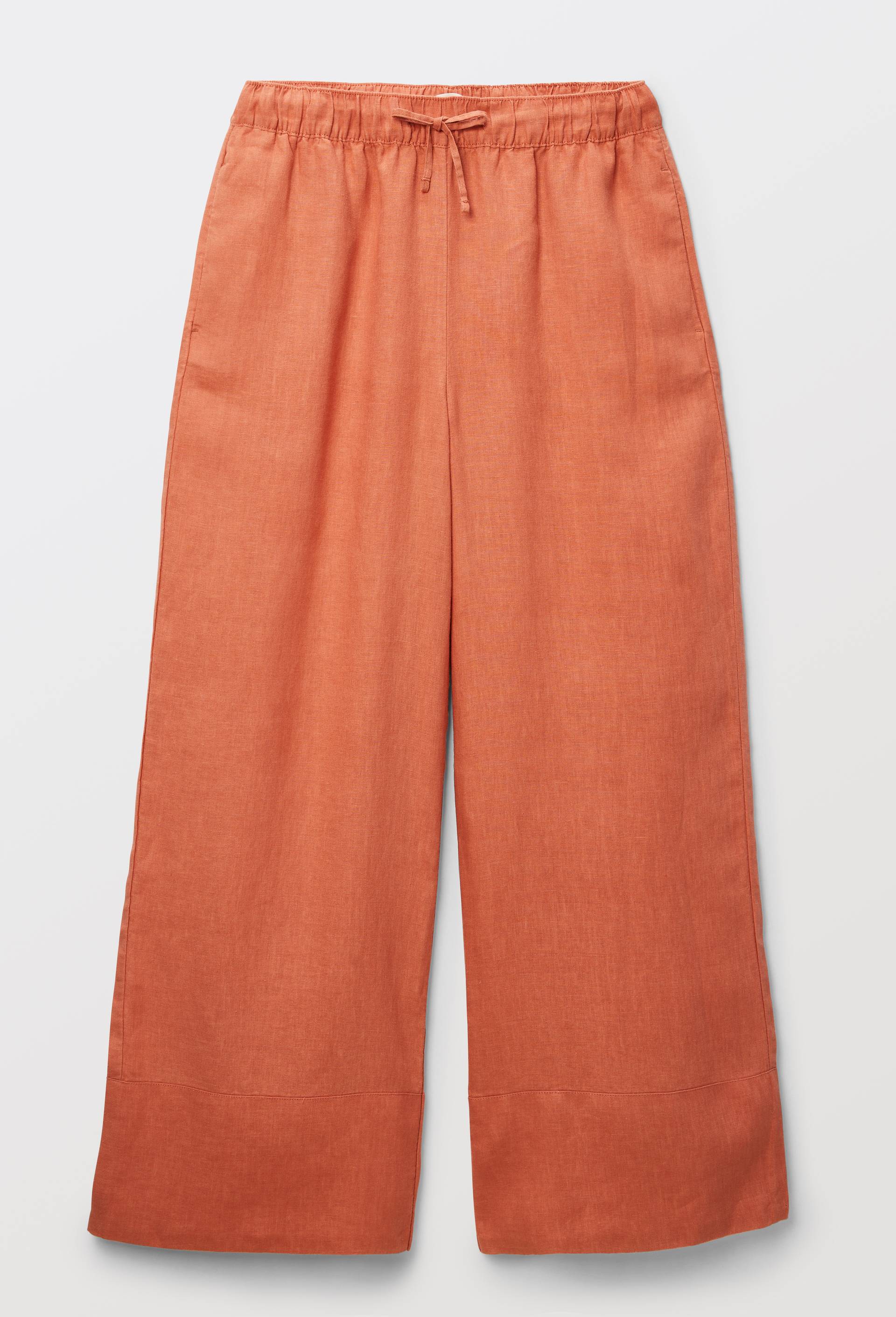 Pantalon large &agrave; taille &eacute;lastiqu&eacute;e en lin, Rose, large image number 2.0