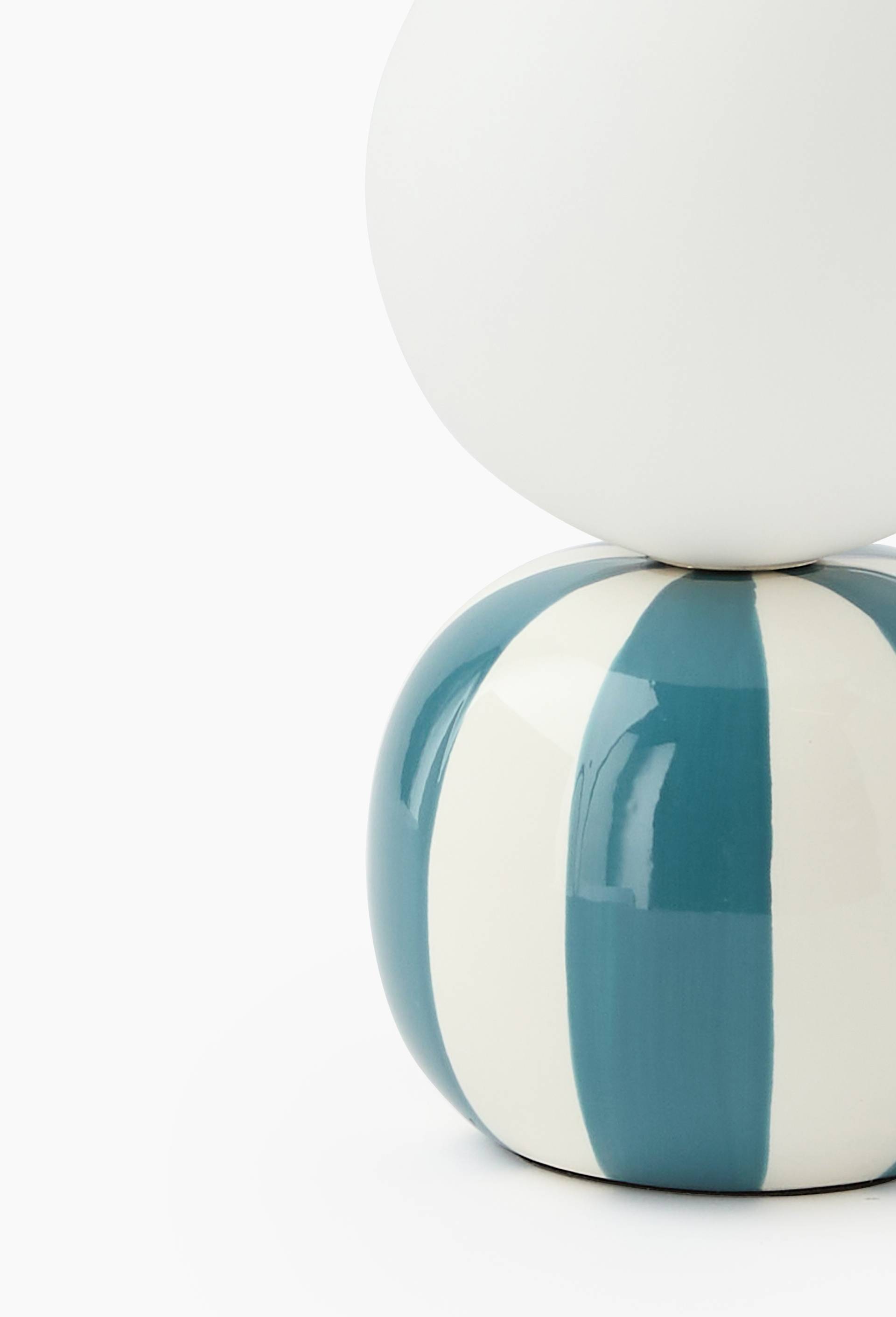 Lampe c&eacute;ramique ray&eacute;e, 12x20cm, en verre et c&eacute;ramique, Jaune fonc&eacute;, large image number 1