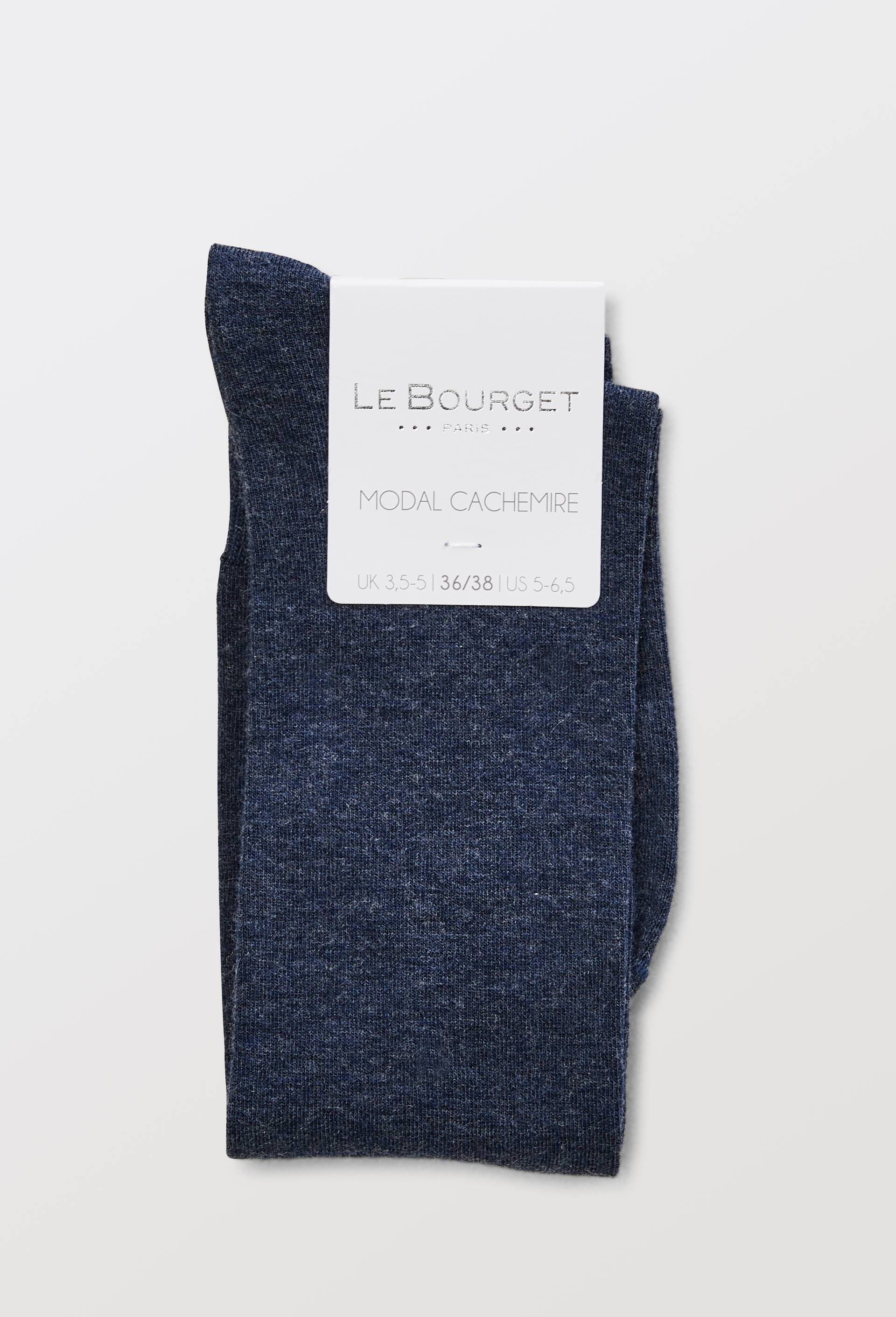Paire de mi-bas en modal et cachemire Le Bourget, Bleu fonc&eacute;, large image number 3